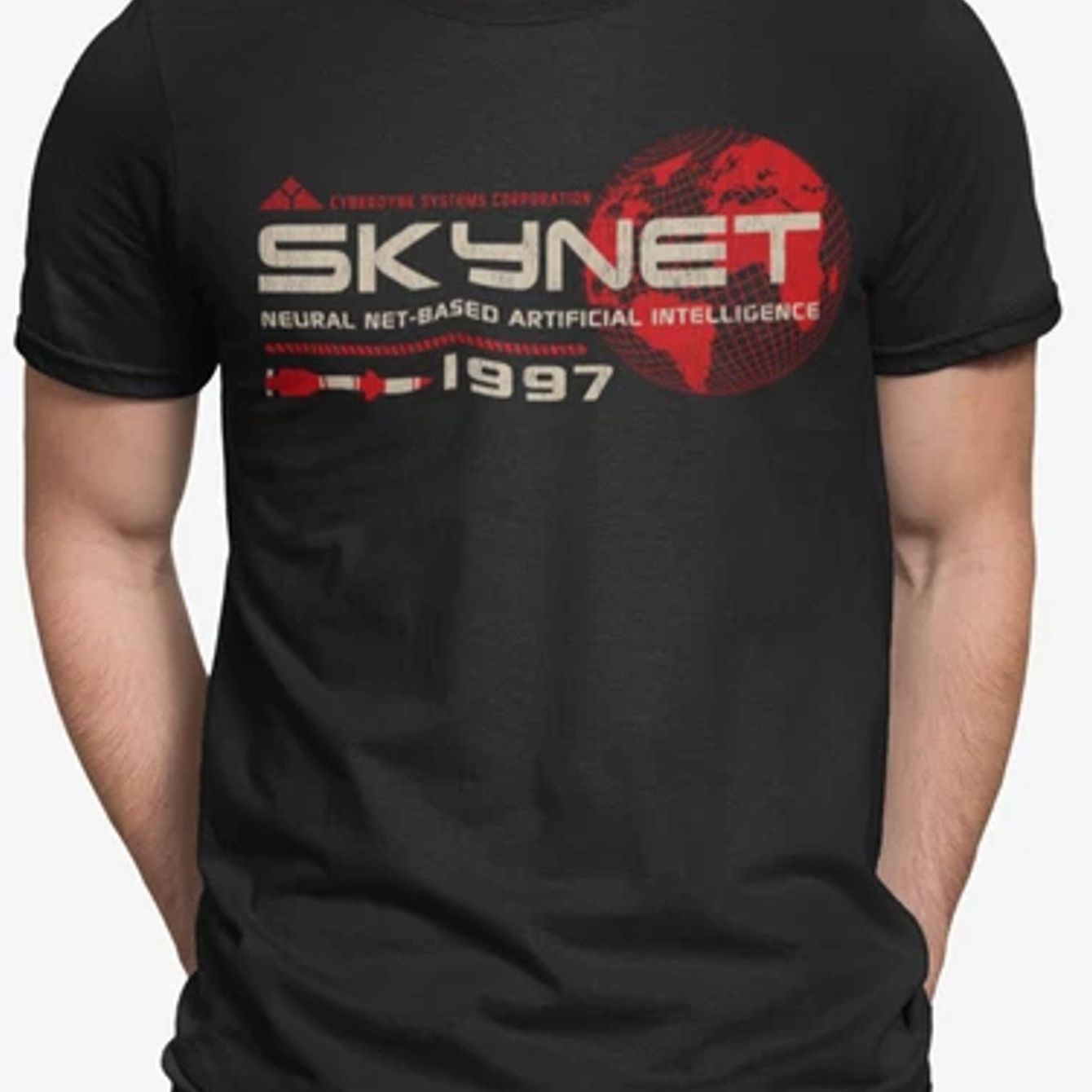 Image of Network Artificial Intelligence 1997 Unisex T-shirts With Heat Transfer Print, Casual Short Sleeve, Comfortable And Breathable Round Neck Tee, In Sizes S To Xxxl, Color: Black