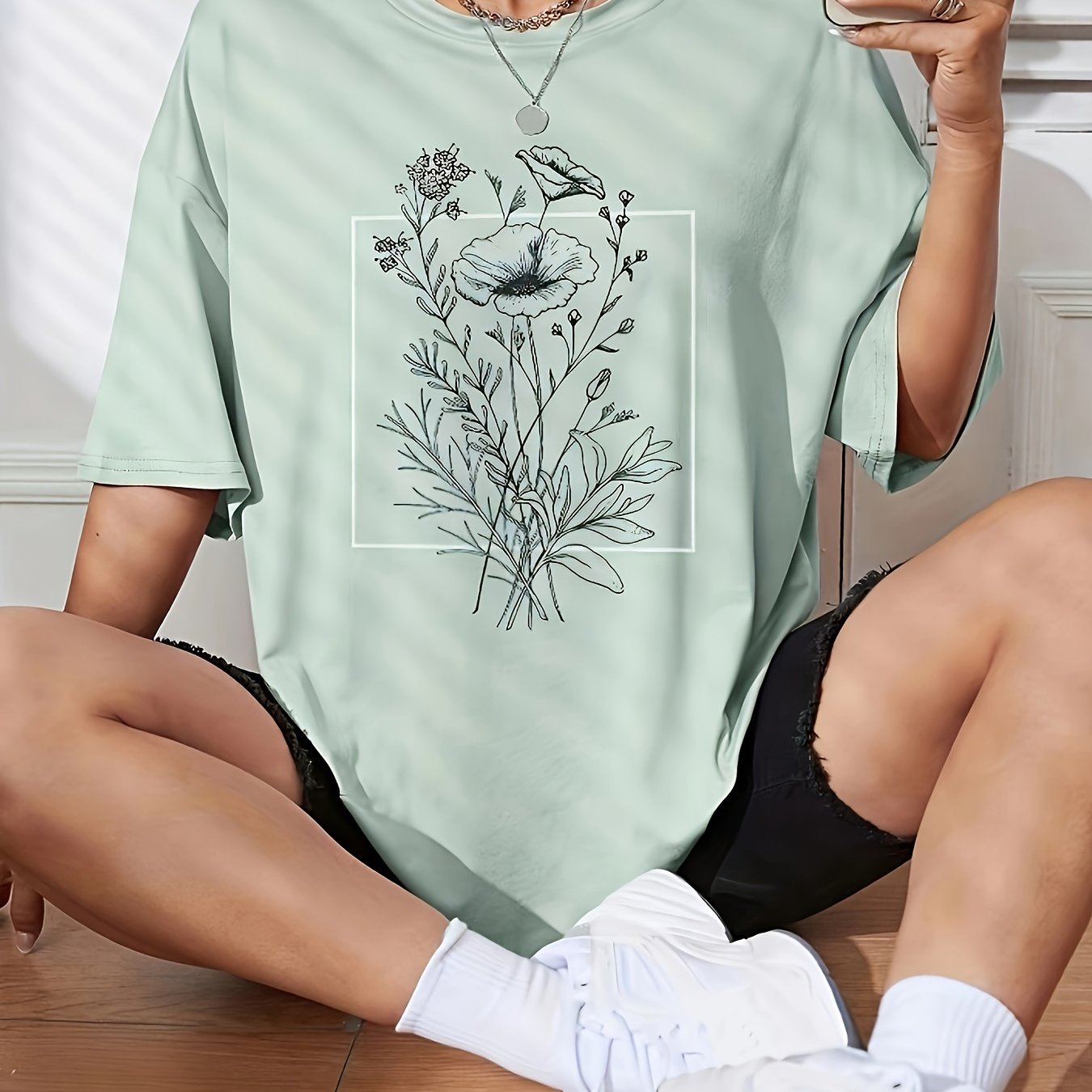 Floral Print Short T-shirt
