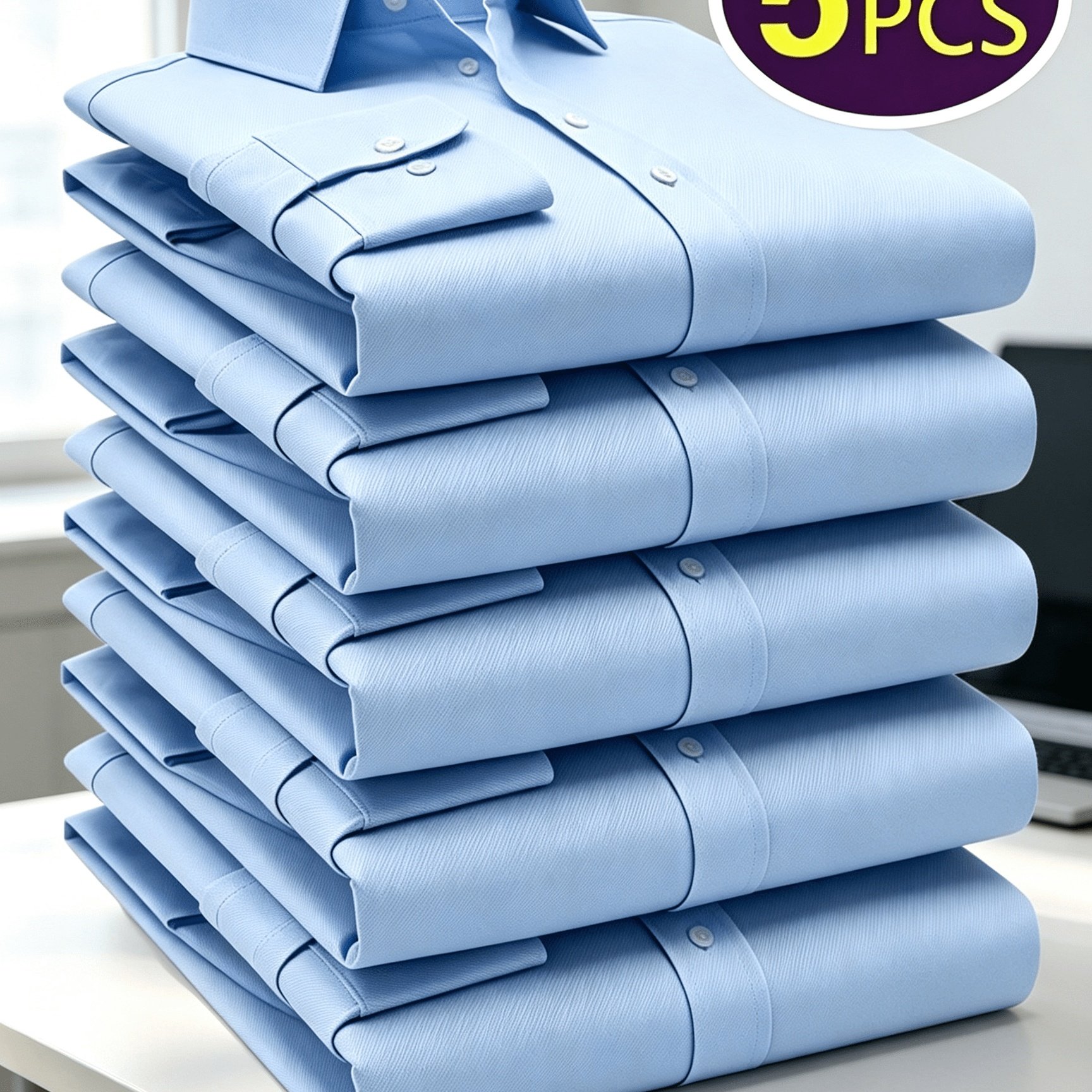 TEMU 5pcs Set, Fashionable And Luxurious Men's New Business Long Sleeved Shirt - Soft Fabric, Machine Washable, Suitable For Office And Casual Wear,