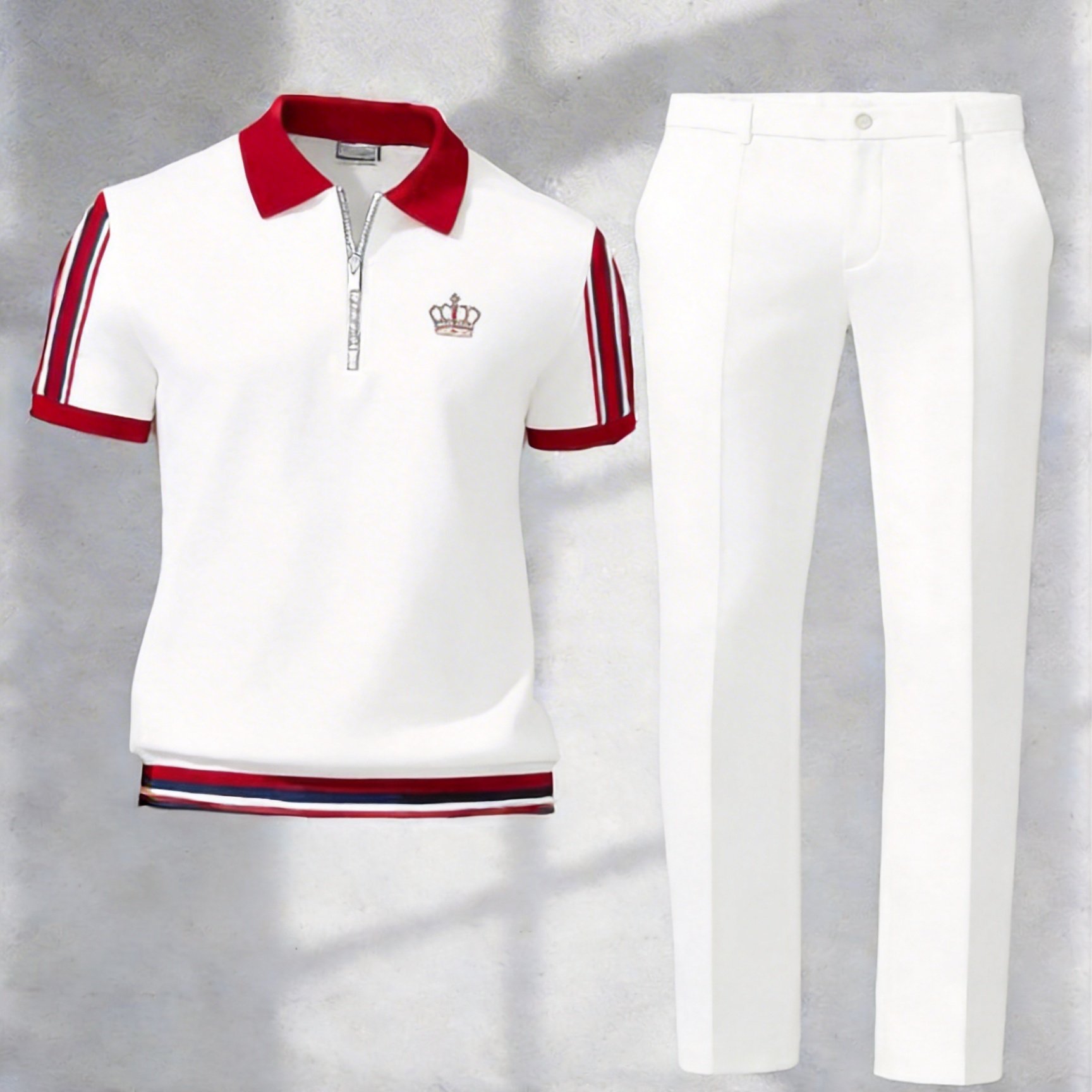 TEMU Completo da casual 2026, camicia con cerniera e a corona, pantaloni dritti, set pezzi, abbigliamento da lavoro casual per pendolari