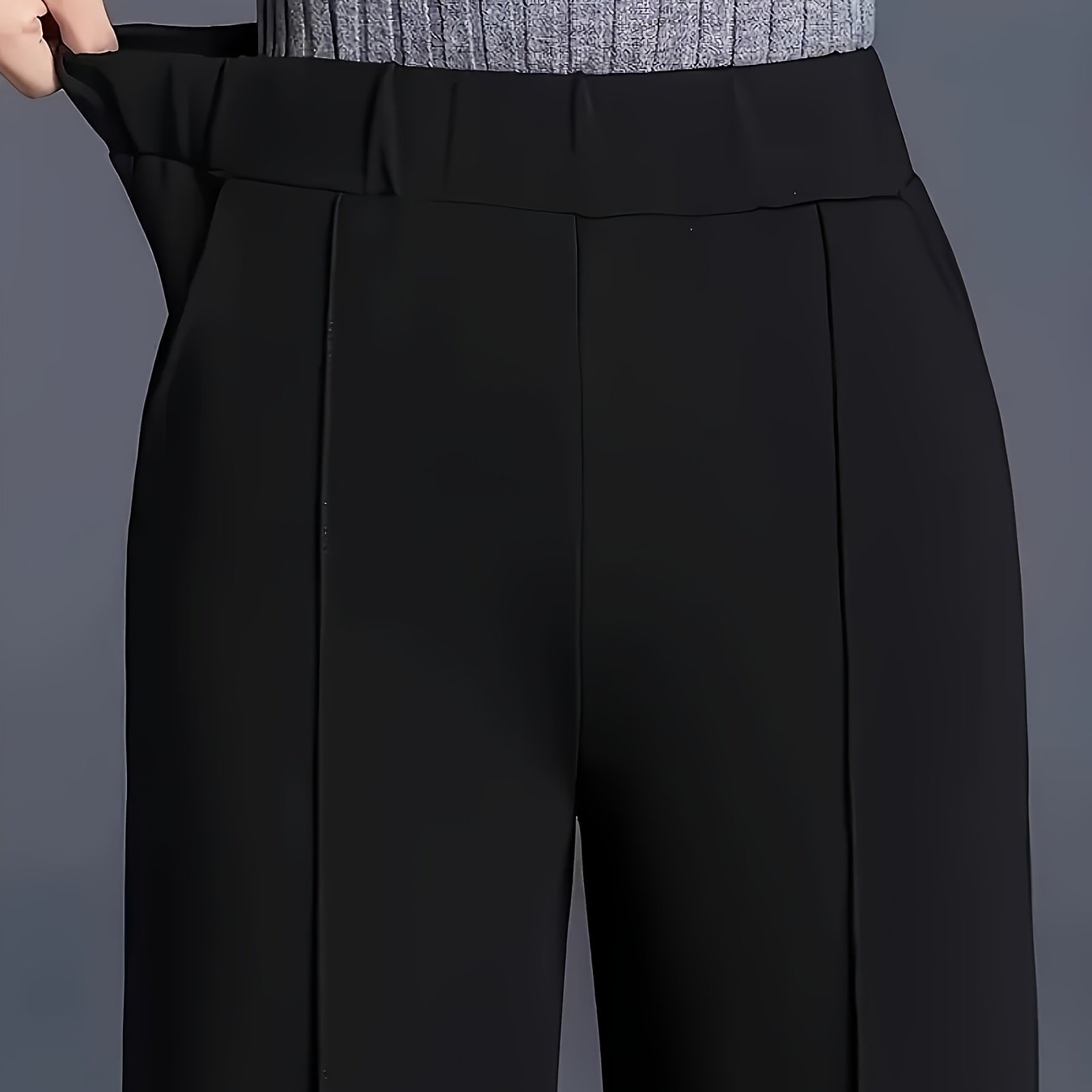 TEMU Women's Elegant High-waist Wide-leg Pants - Solid Color, Comfortable Loose Fit, Asymmetrical , Versatile Casual Pants/sweatpants, Machine