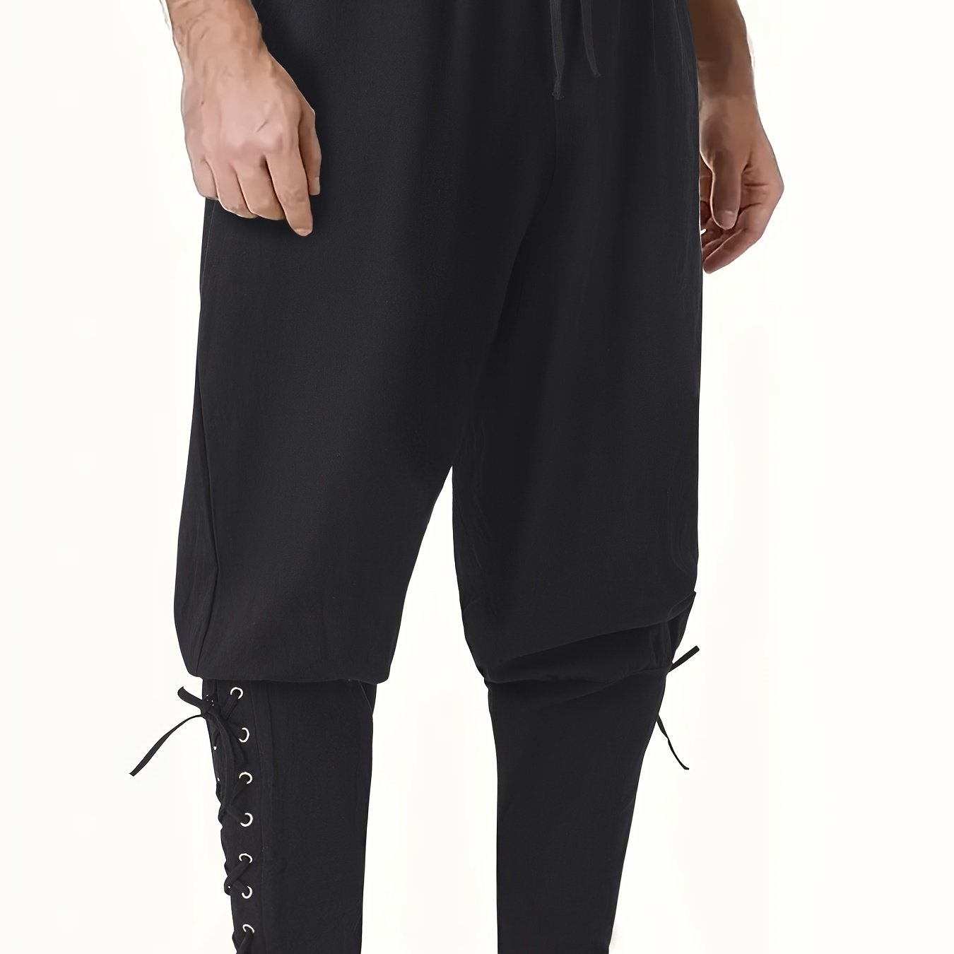 TEMU 1pc Men's Renaissance, Viking, Pirate And Explorer Themed Trousers â Tapered Halloween Long Pants | | Linen Medieval Waist-cinching Ankle-lengt