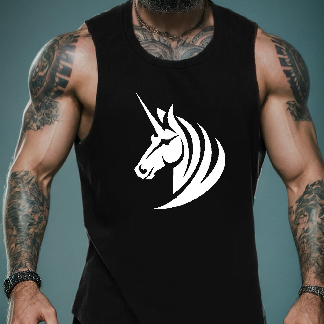 Temu TEMU Unicorn Print Sleeveless Tank Top, Men's Active Undershirts For Workout At The Gym sold by Temu Affiliate Program