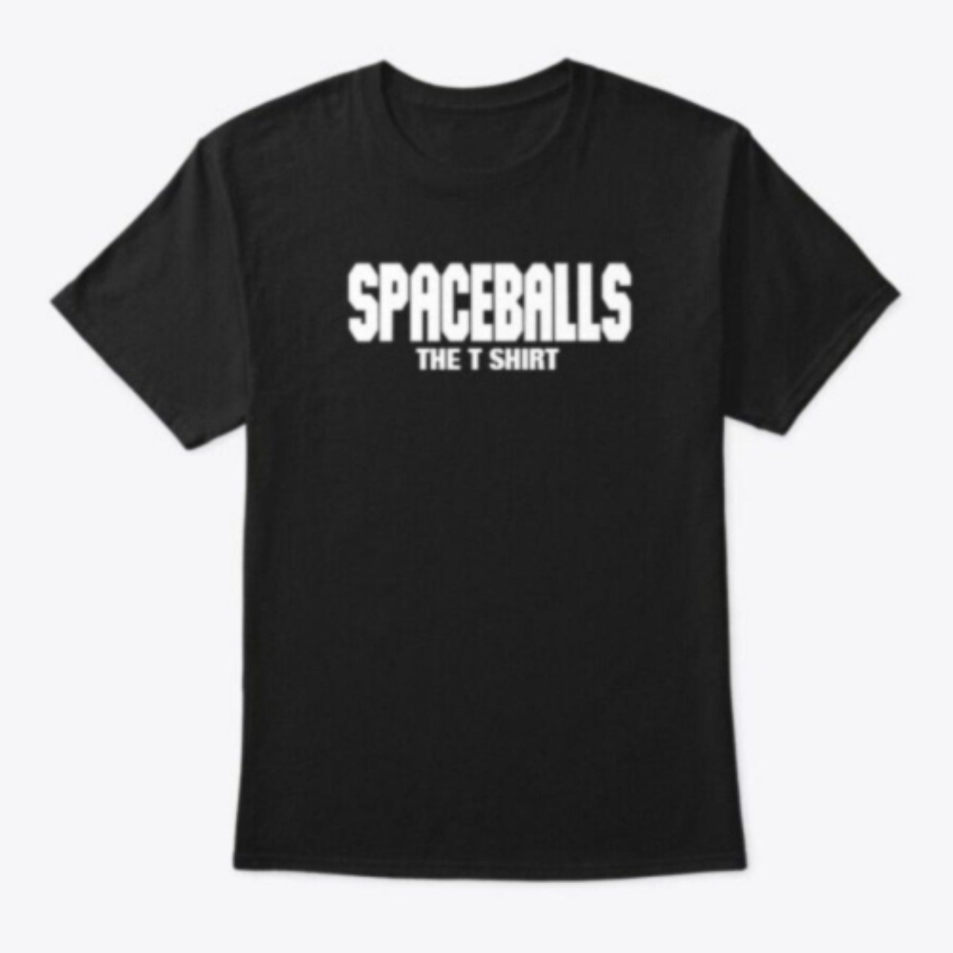 TEMU Spaceballs - Men's Casual Cotton Graphic Tee With "spaceballs" Print, Black Short Sleeve Round Neck T-shirt For Casual Attire, Space Theme