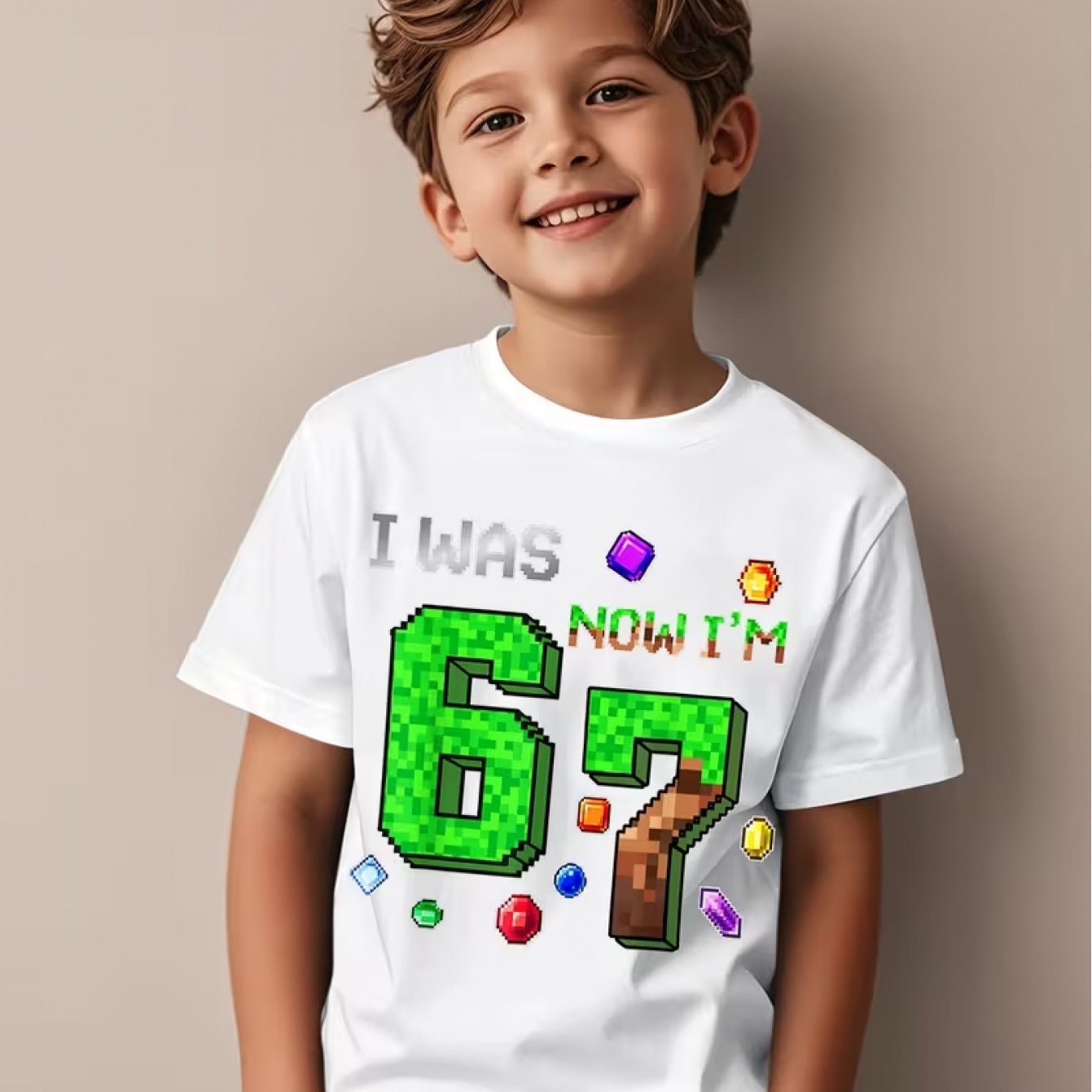 Image of 7th Birthday T-shirt I Was 6, Now I'm 7. Fun Aesthetic Design, Cute Trendy Cool Top, Street Style T-shirt, Casual Wear For Suitable For , For Teenager