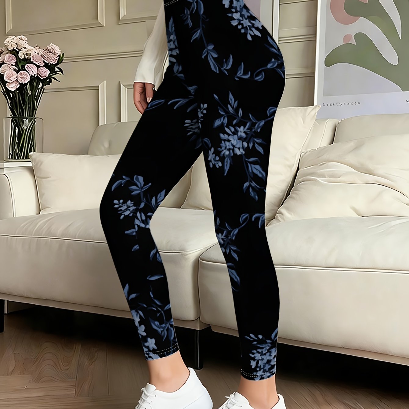 TEMU S Appropriate - Women's Casual High-quality Printed Leggings - Body-hugging Fit - Clear High- - Cute Animal Print - Medium Stretch Durable