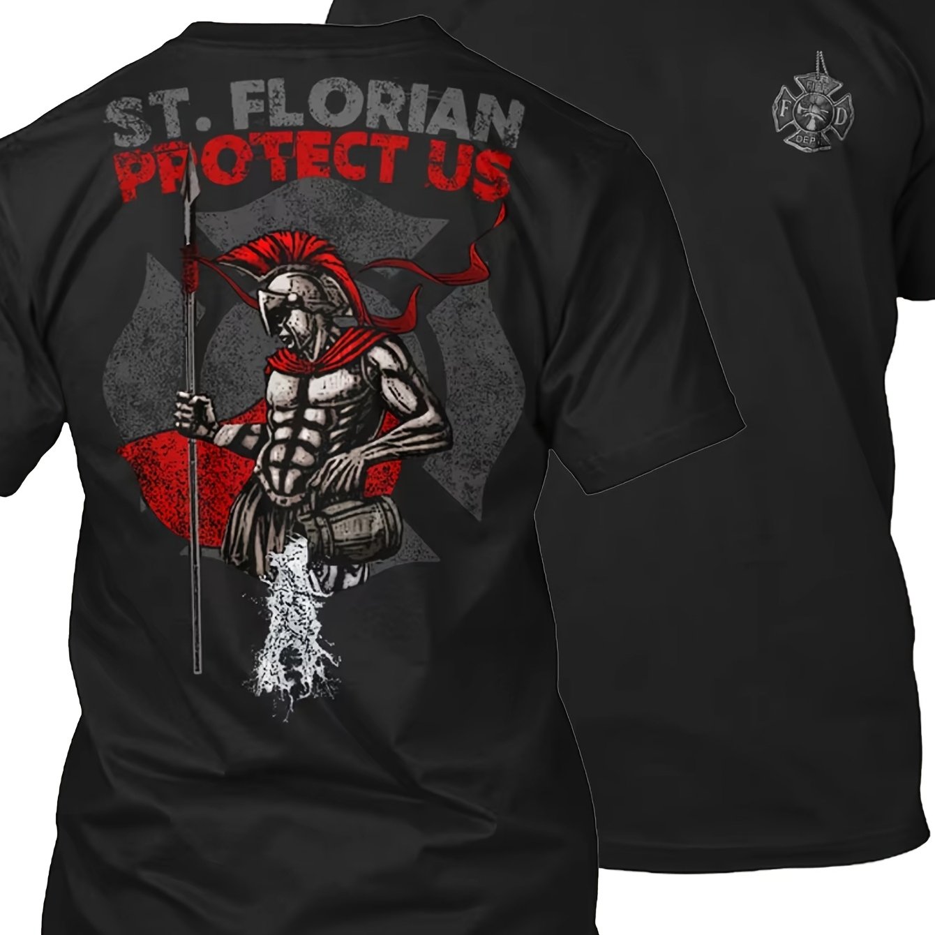 St. Florian Firefighters Design Fireman Gift T-shirt 100_ Cotton O-neck Summer Short Sleeve Casual Mens T-shirt