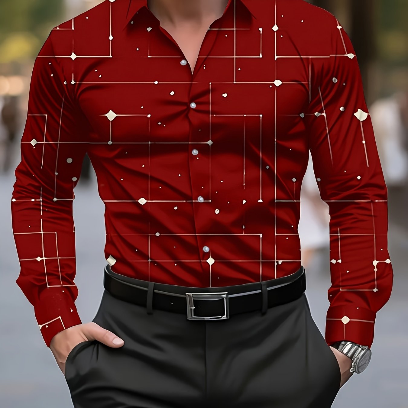 TEMU Men's Dress Shirt, New Shirt Spring/autumn Style, Fiber, Lapel Design, Business Casual Daily Wear