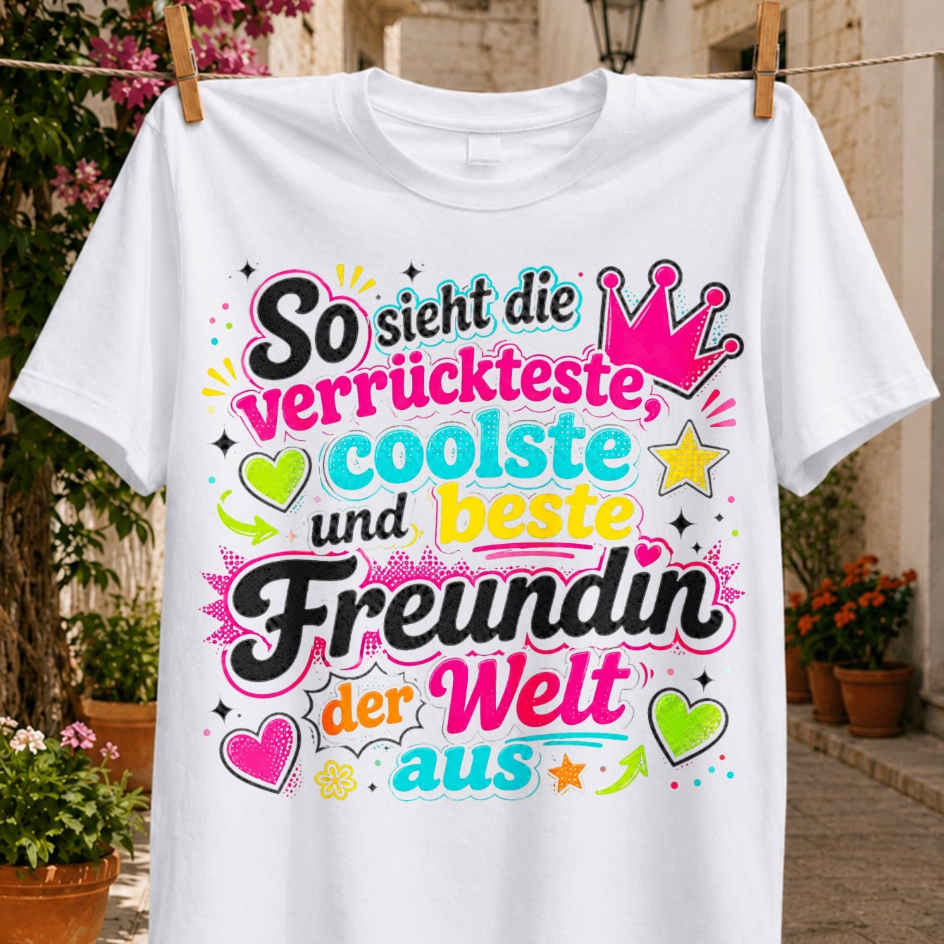Image of With The Coolest And Best Girlfriend In The World Looks Like Colorful German Lettering Crown Unisex All T-shirt