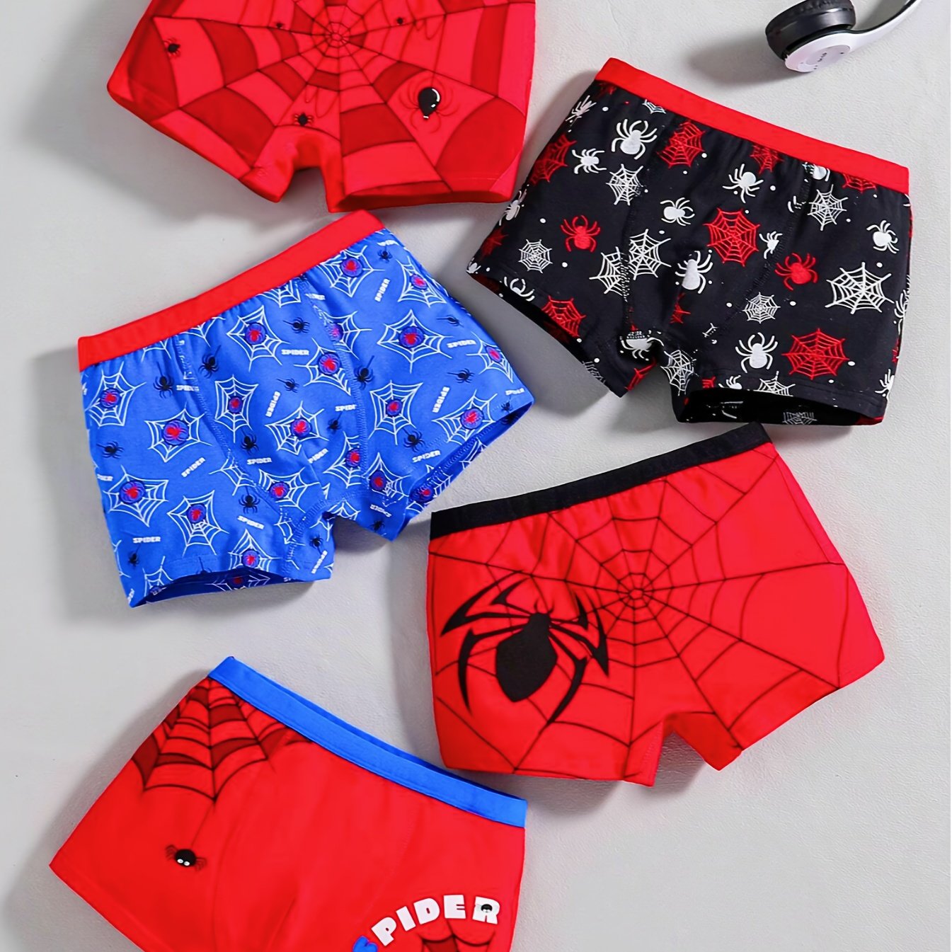 Image of 5pcs Boys' Boxer Briefs With Elastic Waistband - Cartoon Animal & Sports Print, Breathable Soft Fabric, Regular Fit Underwear For Active , Boxer Shorts, ' Underwear, ' Design, Flexible Waistband