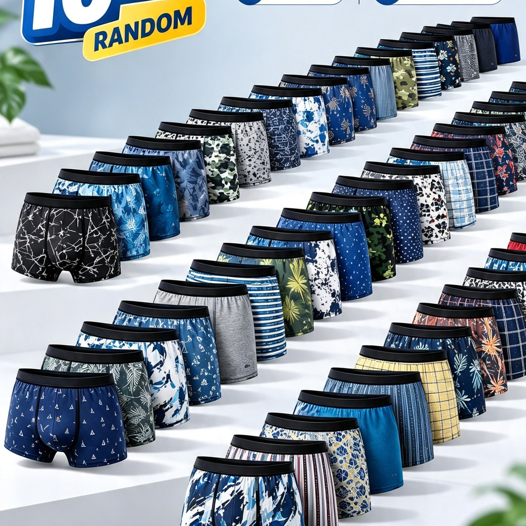 Image of Random 10pcs, Underwear With Random Printing, Elastic And Friendly 4 Corner Underwear, Suitable For All Men's Workplace, Commuting, Sports, Outdoor Shorts And Underwear