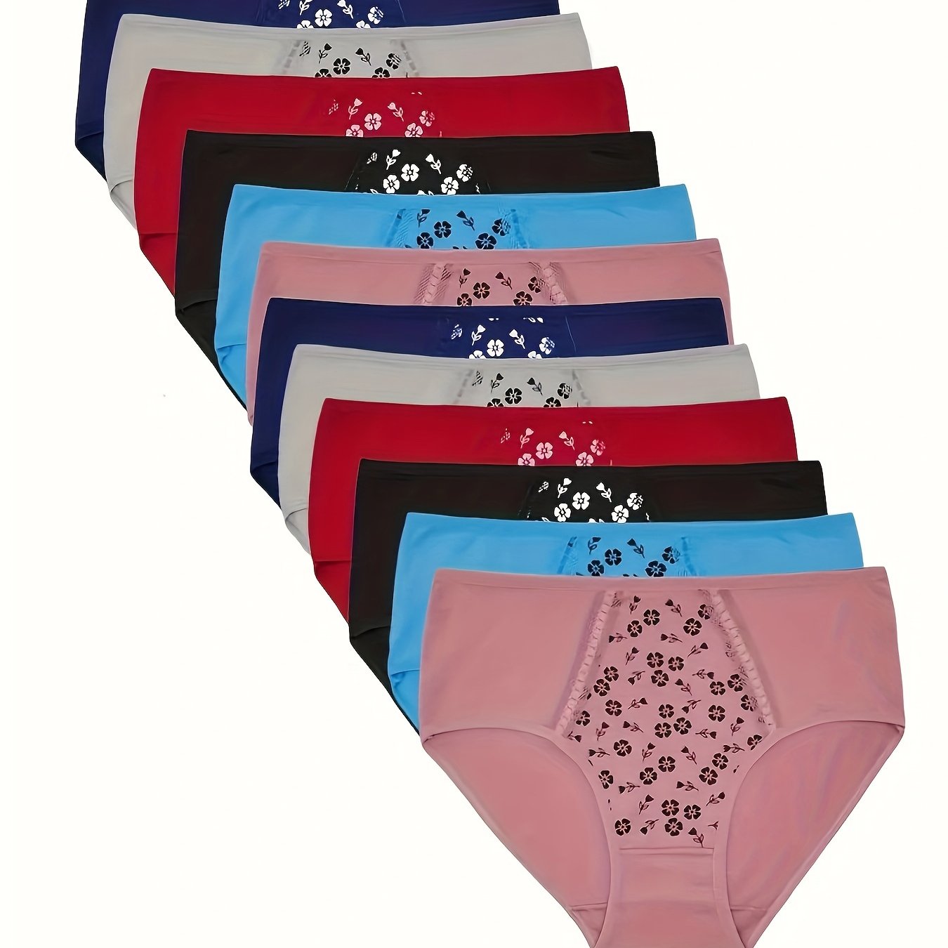 TEMU 12pcs/lot M L Xl Breathable Briefs Plus Large Size Lady Panties Big Yards Women Underwear (color Random Delivery)