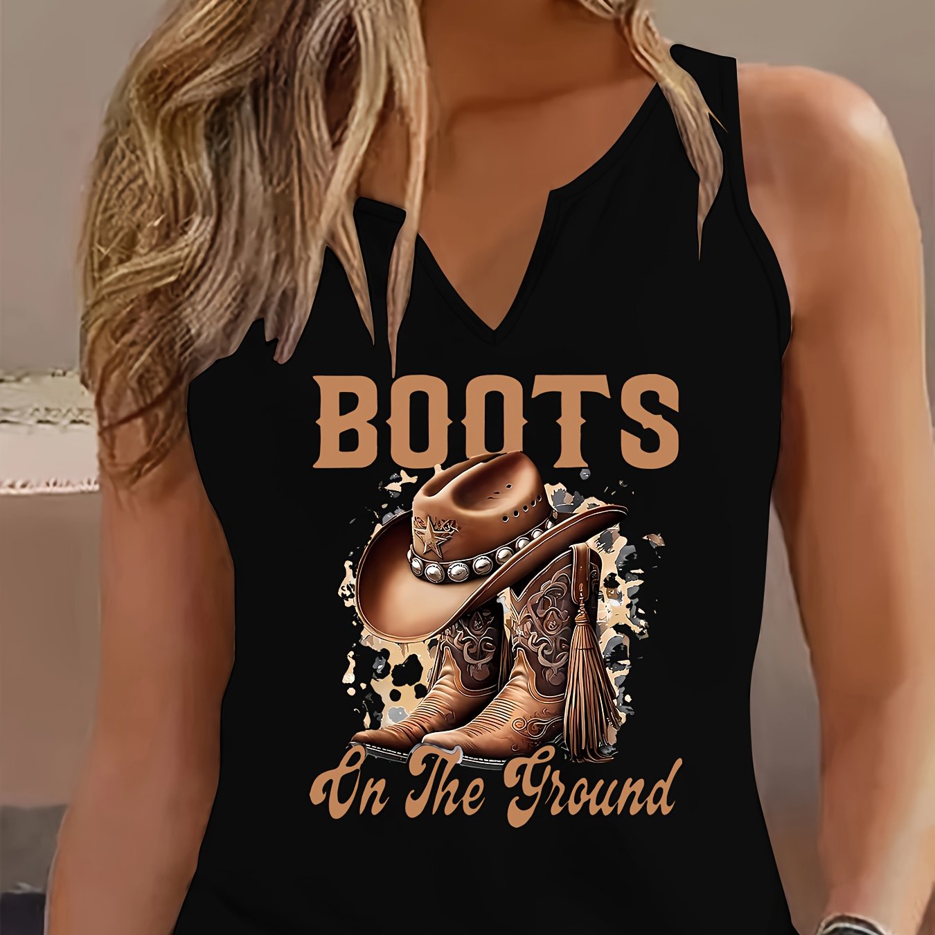TEMU New Summer Black -neck Printed Tank Top For Women's Fashion
