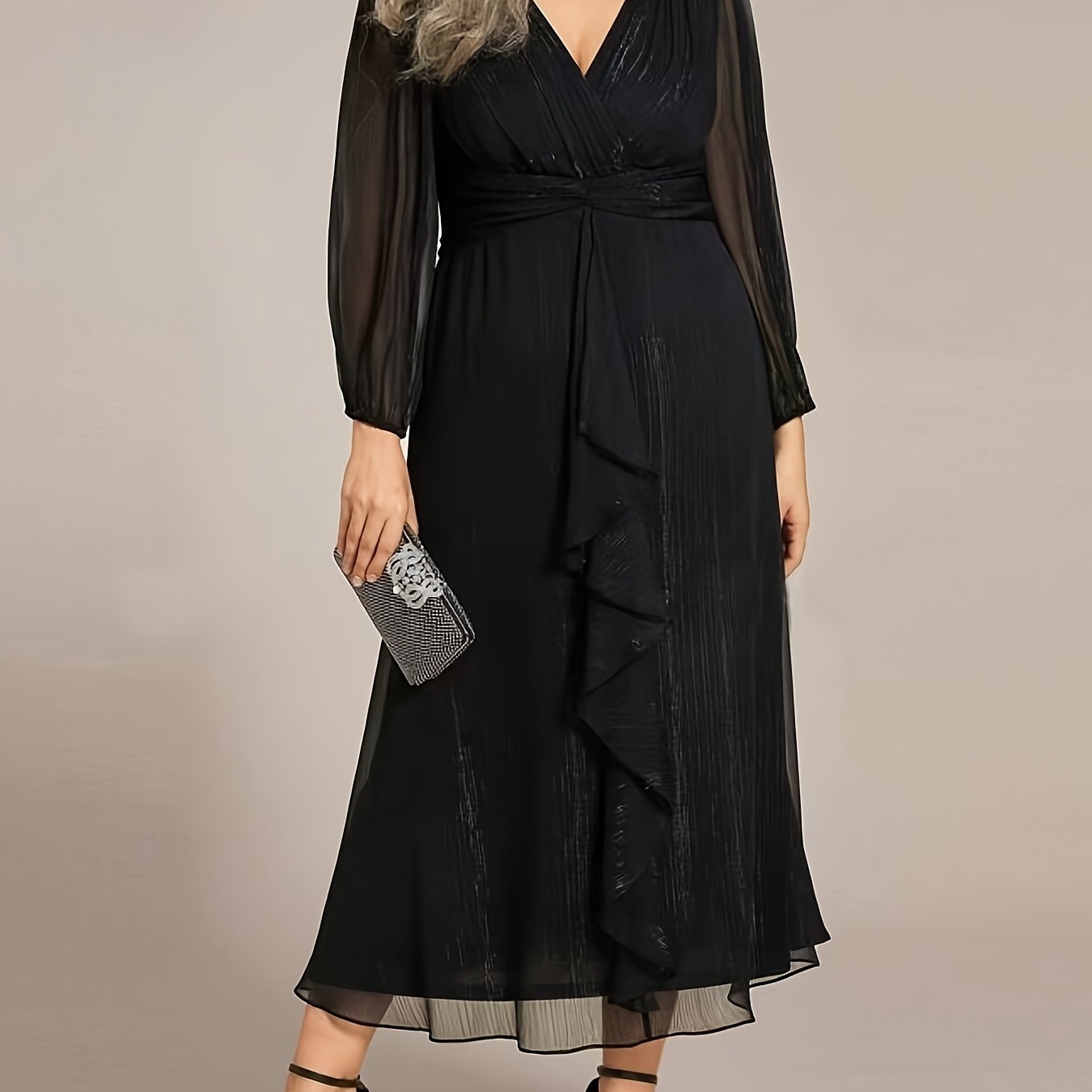 TEMU Елегантна дълга А- рокля за жени - едноцветна - официална рокля за сватбени , подходяща за пералня и химическо чистене, Близък изток,