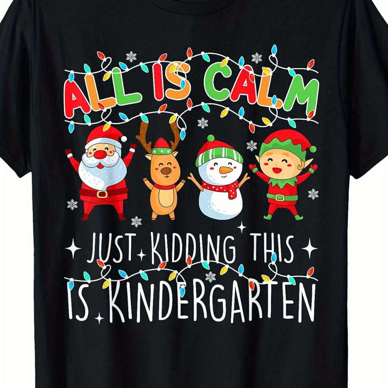 TEMU T-Shirt Drôle "Tout est Calme" pour Enseignants de Noël - 100% à Manches Courtes avec Design Maternelle, Tailles S-XXXL, Cadeau Idéal pour