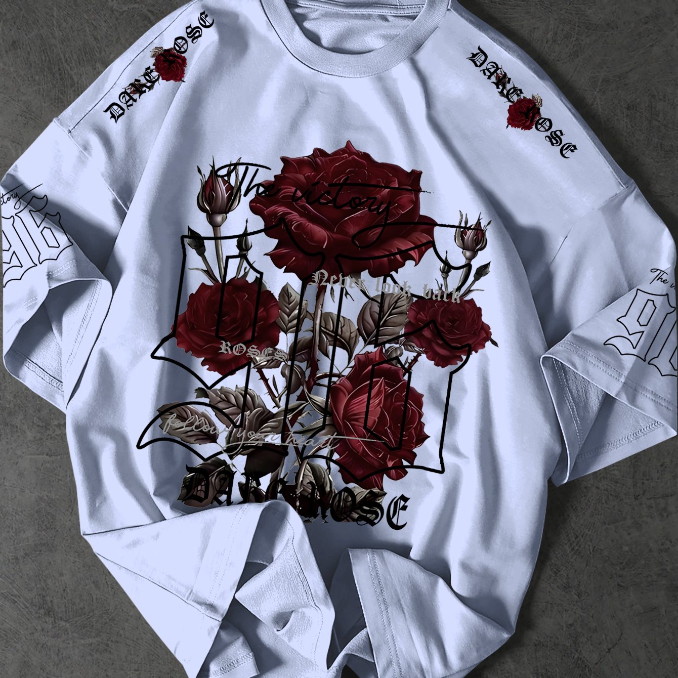 TEMU Men's Dark Floral Print '96 ' Street Style T-shirt