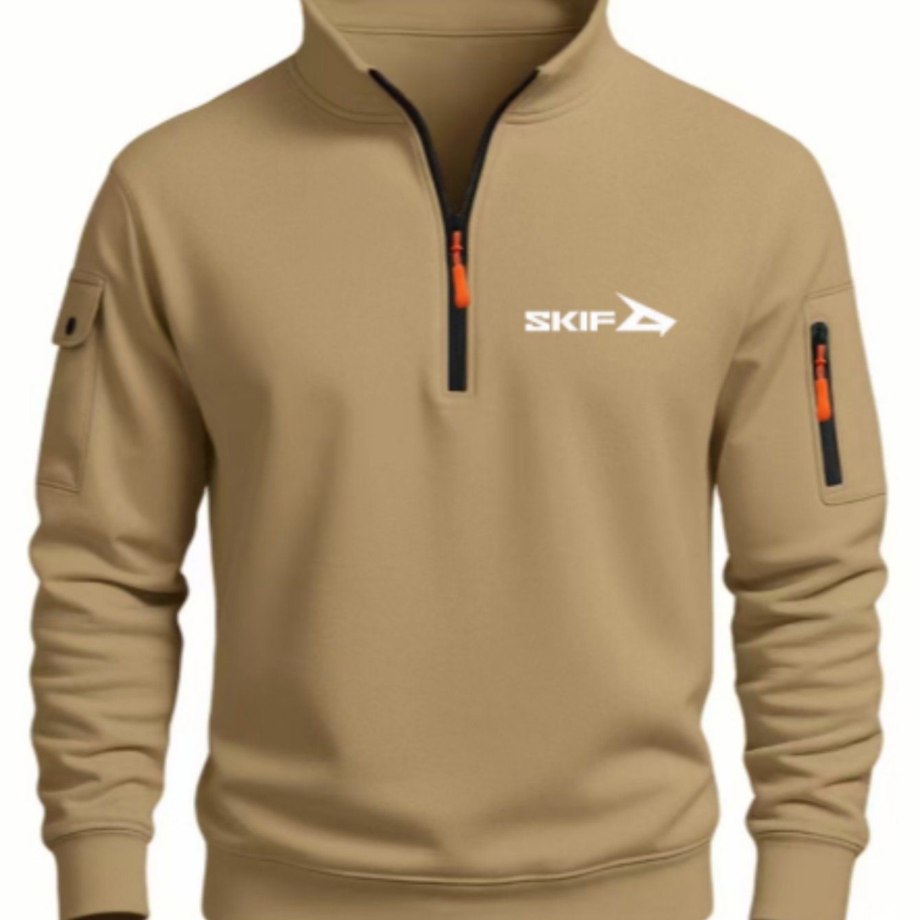 TEMU 's Fashion Half-zip Sweatshirt Autumn And Winter Men's Fashion Casual Collar Slim Sweatshirt Chest
