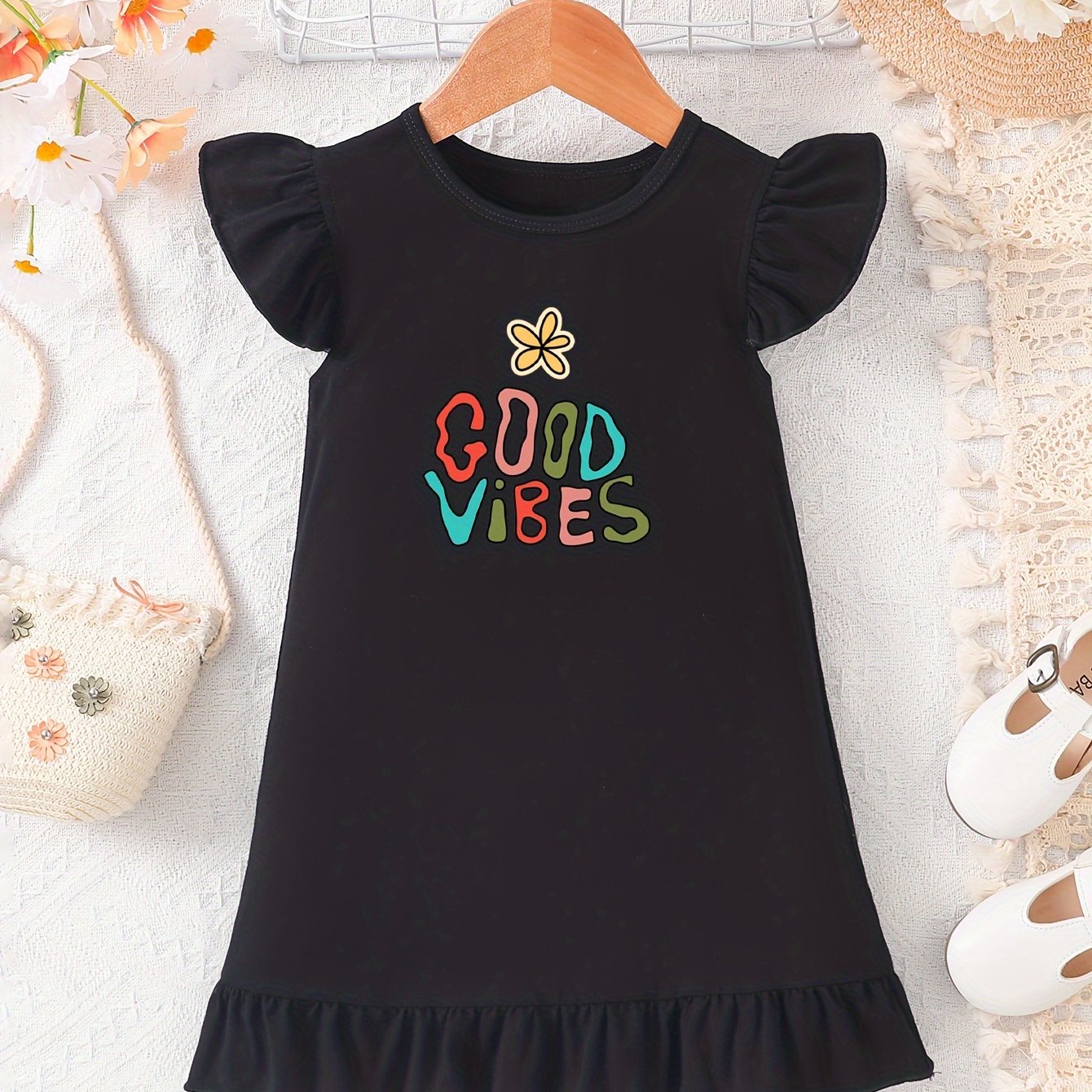 Baby Girls 2024 Summer New 95% Cotton Fashion Casual Dress