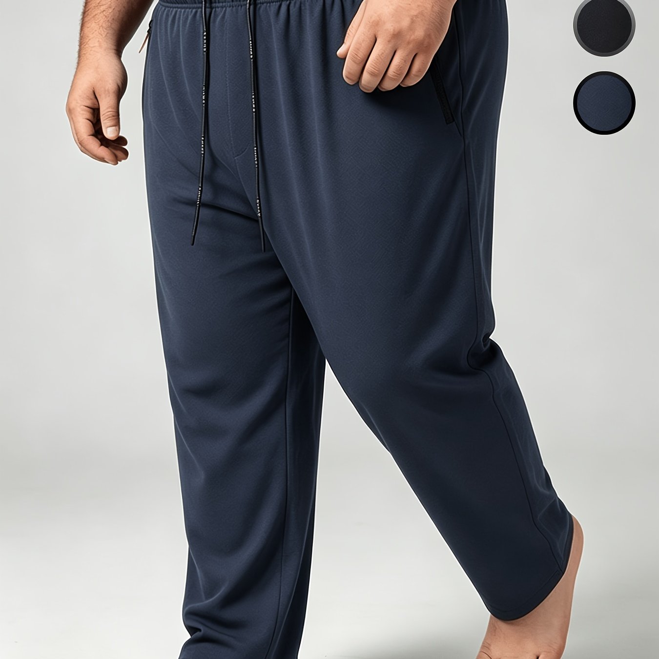 TEMU Obm Men's Plus Size Casual Pants, Stretchy And Comfortable With Drawstring, Non-constricting Waist And Legs, Xl-5xl Sizes, Multiple Colors ,