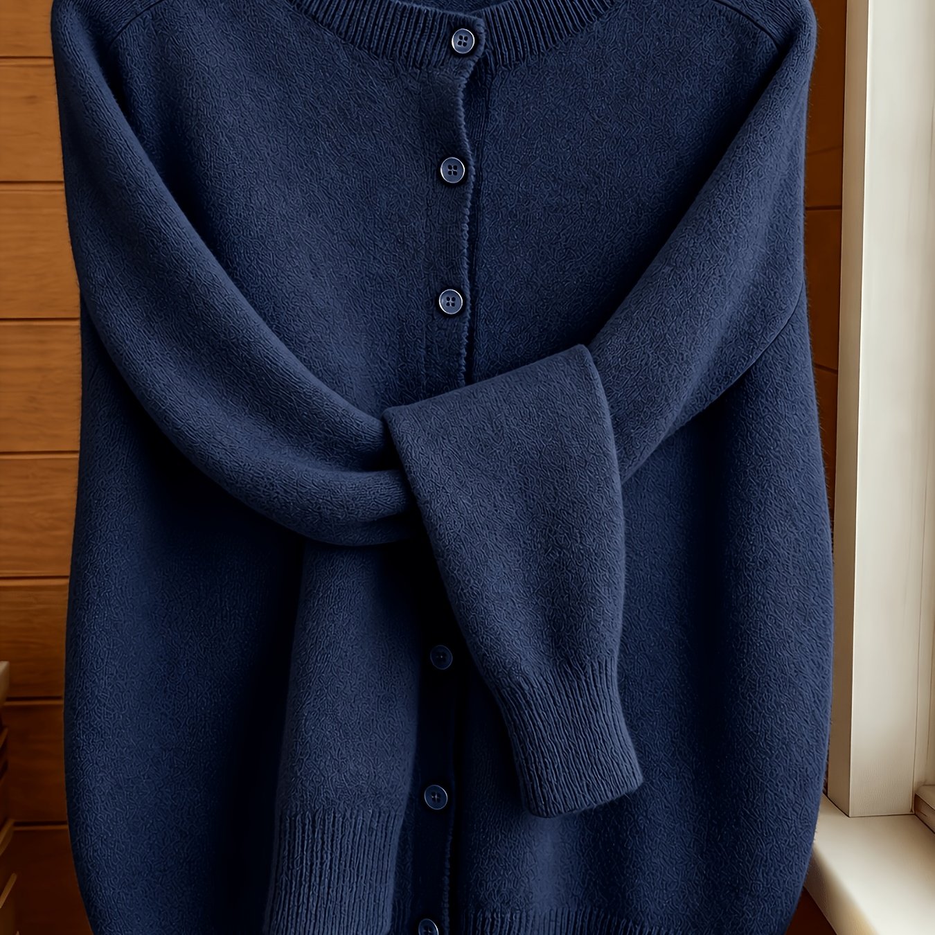 TEMU Cárdigan de cuello con botones de color liso para otoño/invierno, cárdigan holgado casual, de moda y versátil, superior , cómoda y elegante para