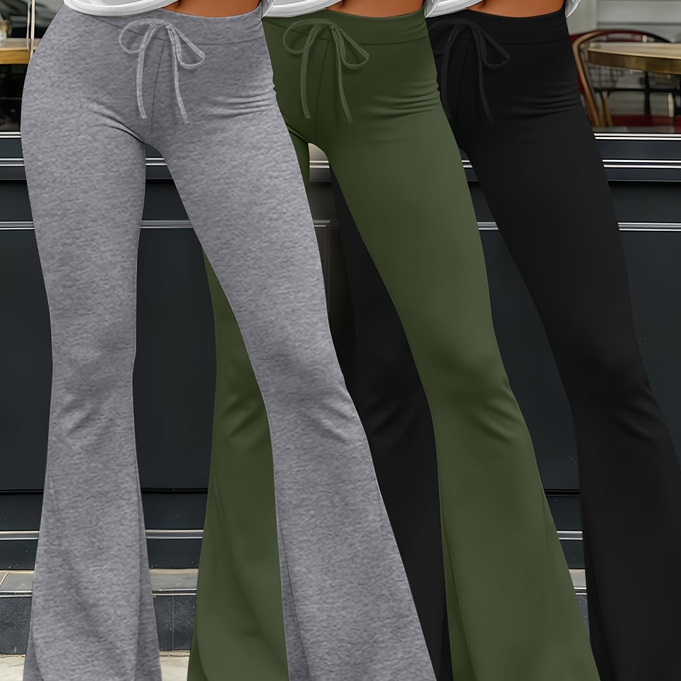 TEMU A Set Of 3 Women' Color Flared Pants That Are Flattering And Versatile For Spring And Summer