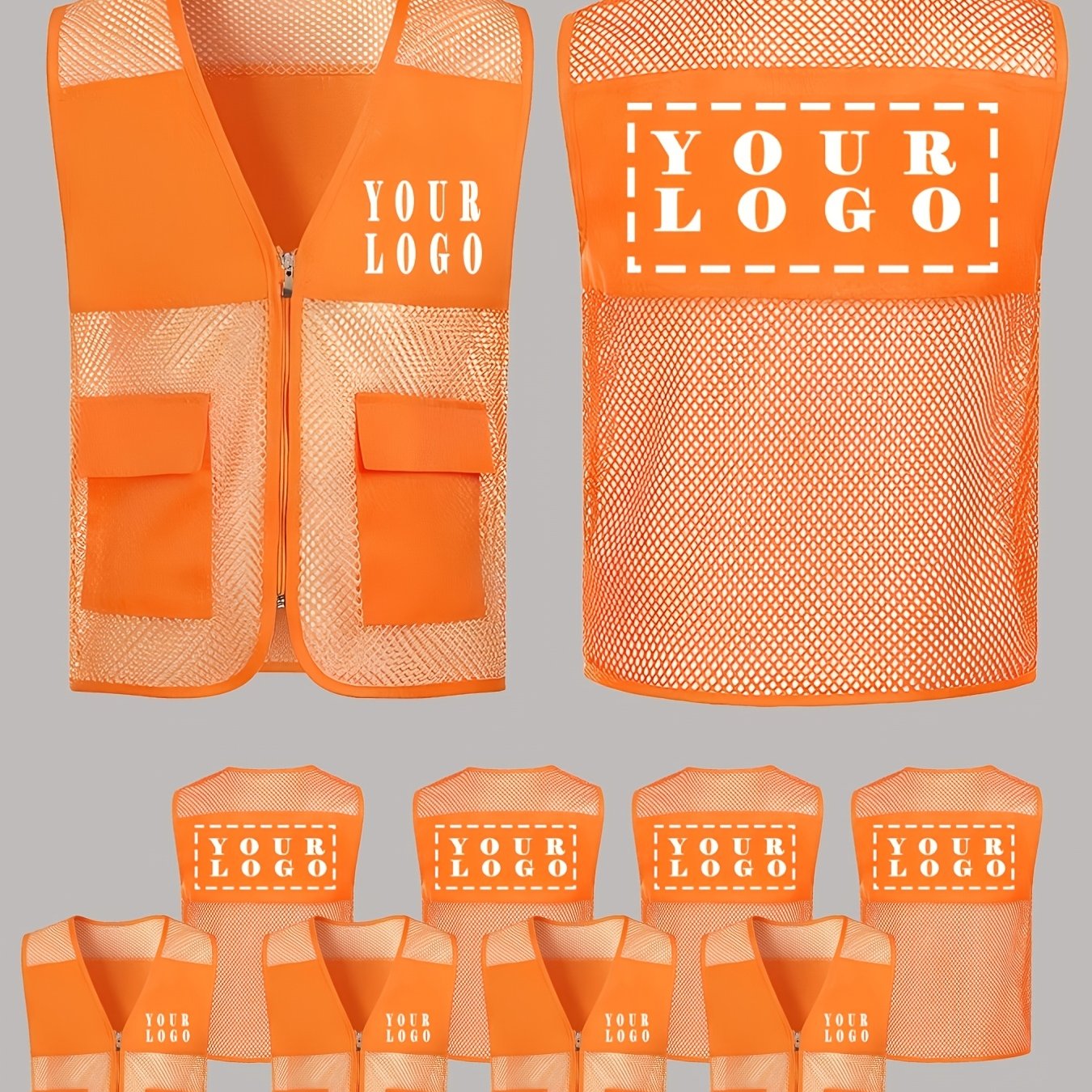 TEMU 5pcs Men's Mesh Work Vests, Breathable Tops, Custom Logo, Add Your Design On , Suitable For Transportation, Supermarkets, Outdoor, Charity,