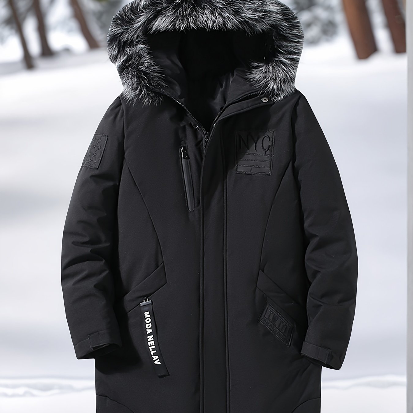 Men's Heavyweight Hooded Long Down Jacket for Winter