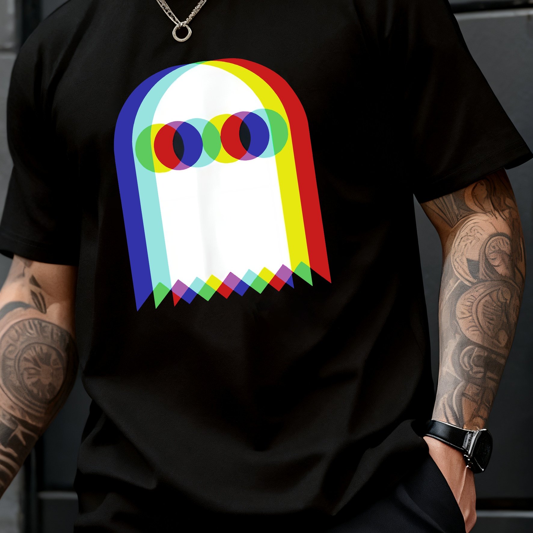's Print T-shirt, Featuring A Colorful Print, Breathable And Comfortable Fabric, Crew Neck, Short Sleeves, Suitable For Casual Summer Wear, Casual Attire, Or Outdoor Activities.