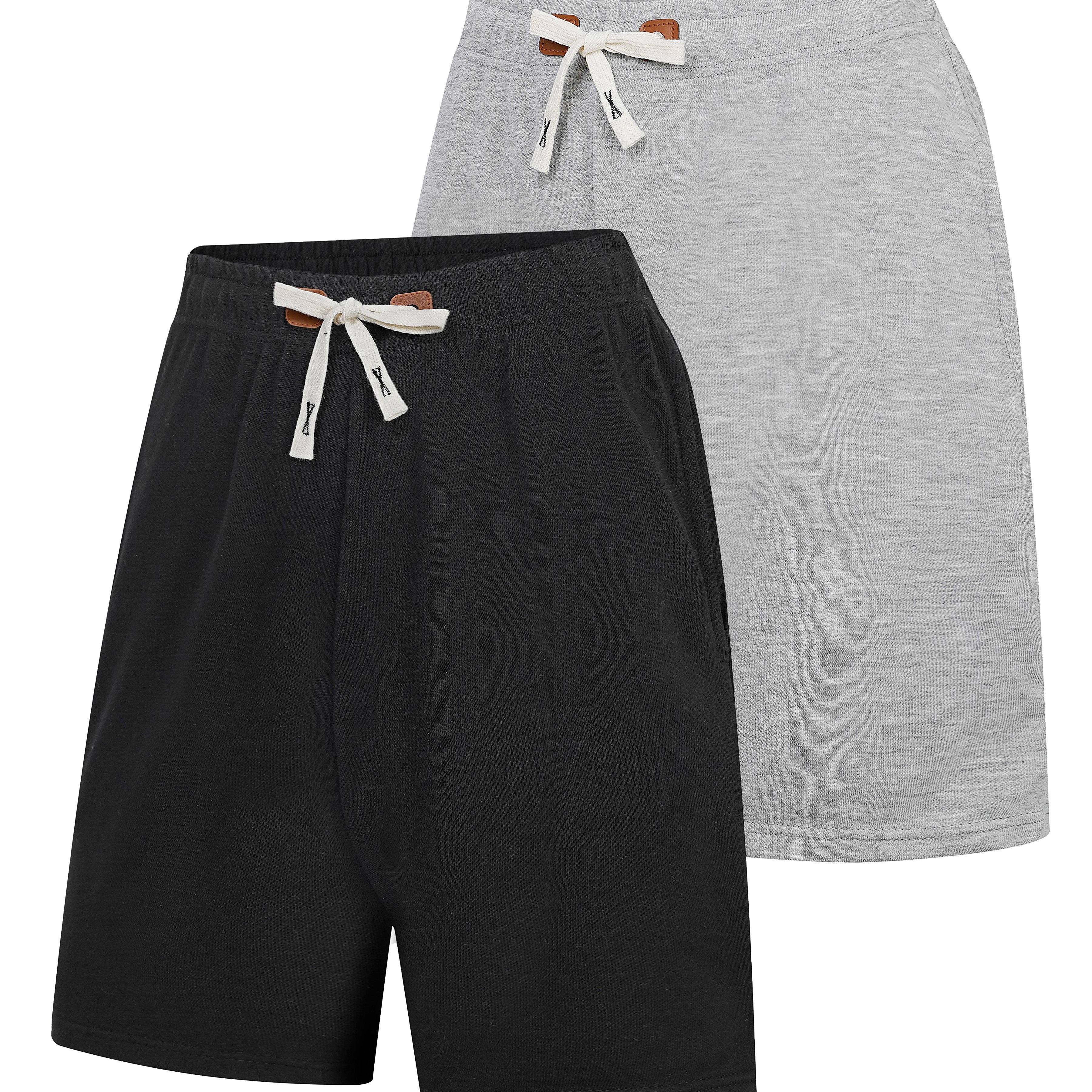 2pcs Men's Casual Easy Solid Shorts, Drawstring Beach Shorts For Summer Beach Resort