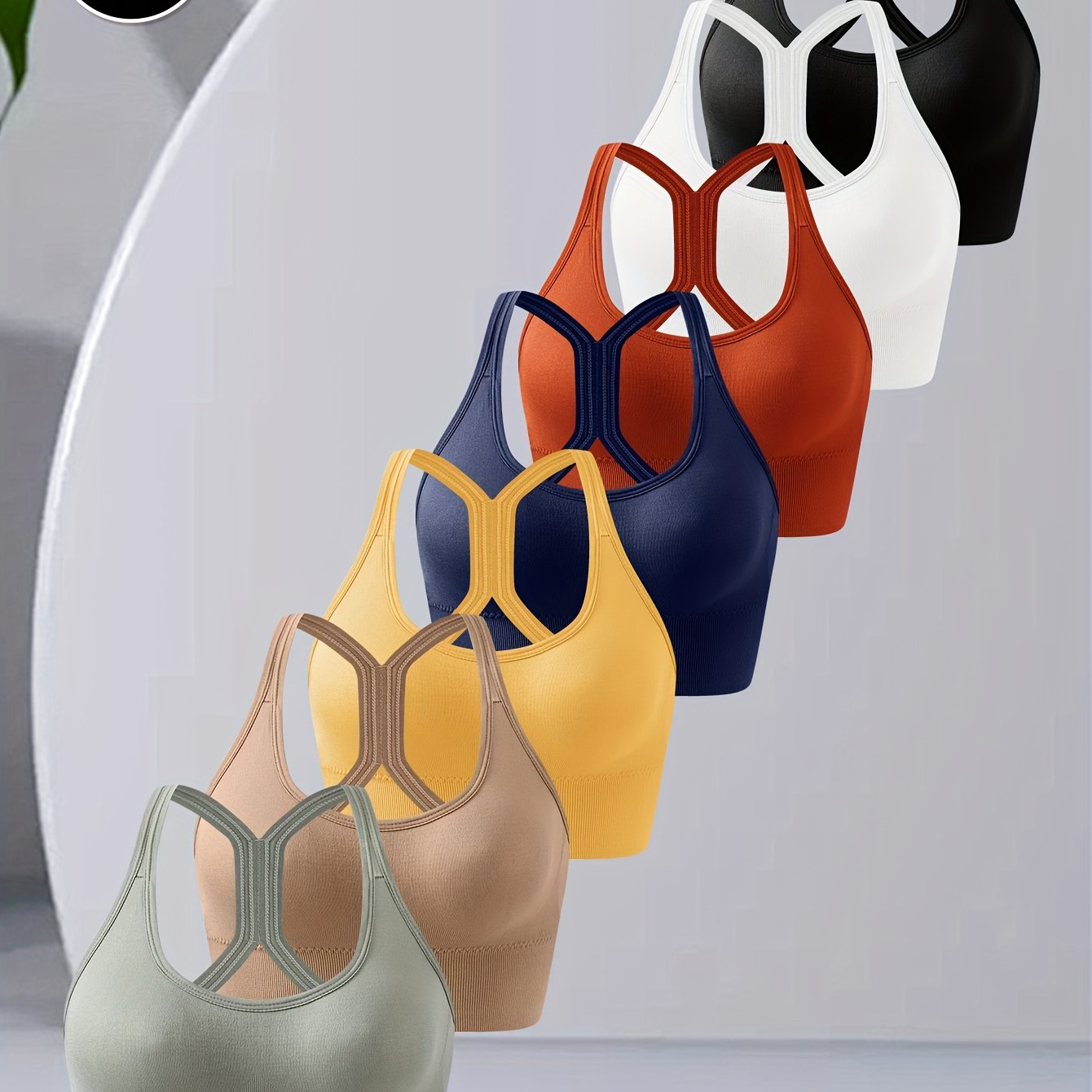 TEMU 7pcs Seamless Sports Bra, Adjustable Back Without Steel Ring Yoga Sports Bra, Gathering Quick Drying Shock-absorbing Fitness Vest Style Sports