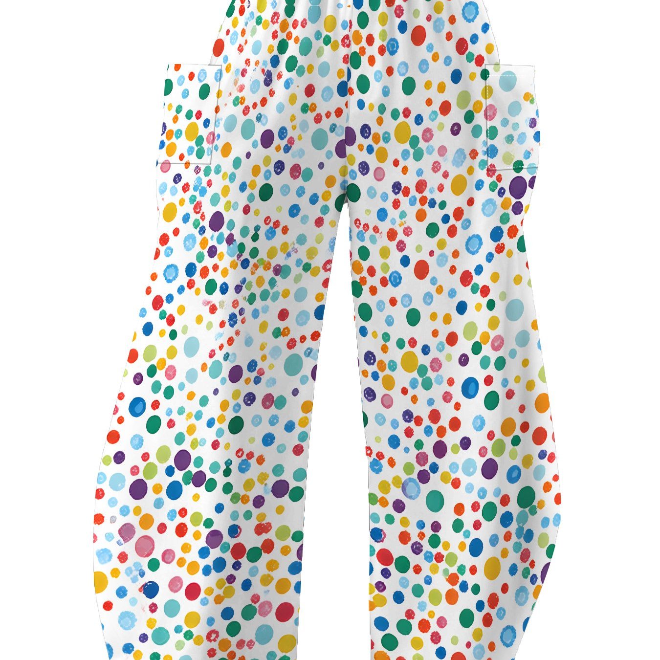 TEMU Plus-size Women's Spring/summer Vibrant Multicolor Polka Dot Print Loose Wide-leg Pants With Draping Fabric For Carnival Festive Outfits