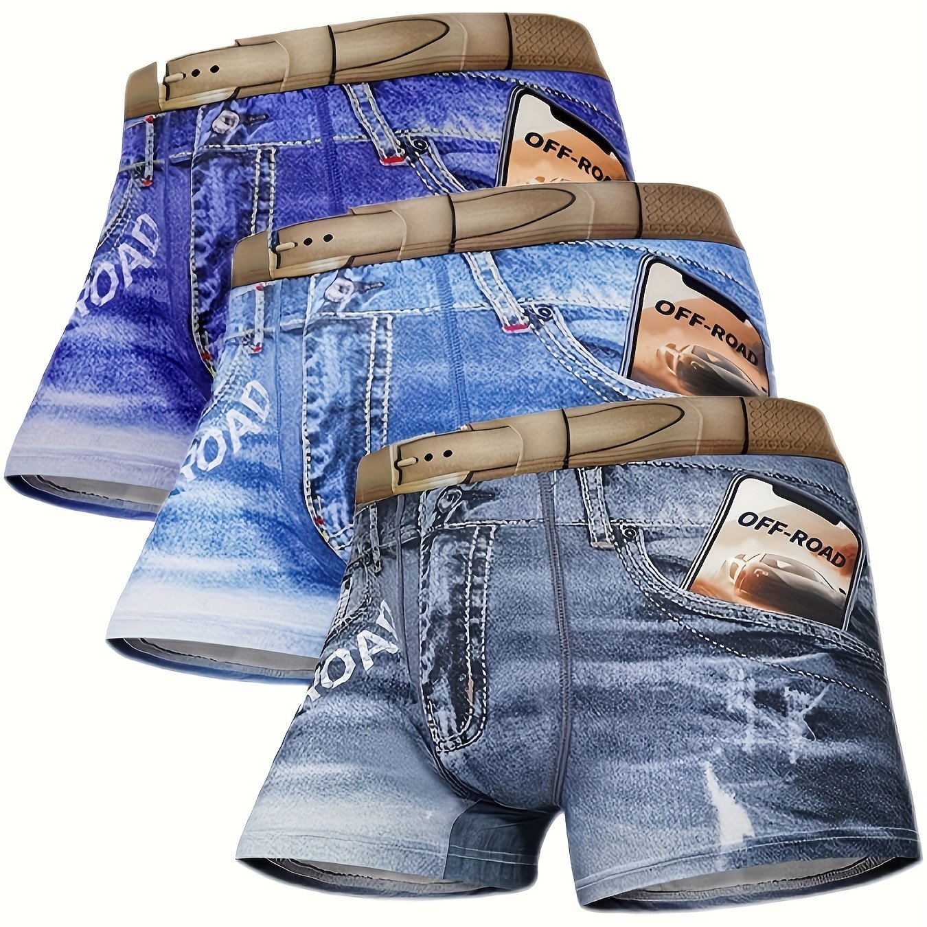 E-shop 3er-Set Herren Boxershorts aus Ice Fiber Stoff - Atmungsaktive Mid-Rise Unterwäsche mit -, Stretch-, Lässige & Freizeitkleidung, Boxershorts,