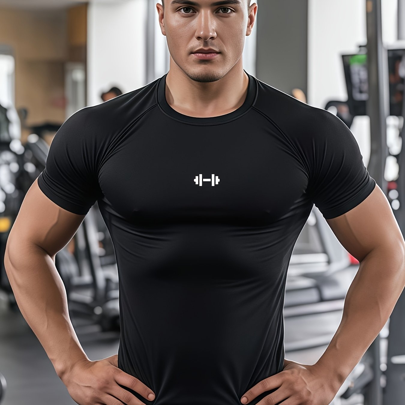1-paket Moška Vadbena Majica z Motivom Uteži - Prileganje za Mišice, Hitro Sušeča Majica za Vadbo, Dviganje Uteži, CrossFit & Bodybuilding