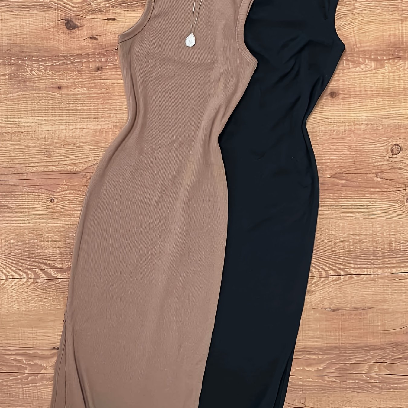 E-shop Zweiteiliges Langkleid mit Schlitz, Casual Röhrenform Ribbed Hochelastisch Formender Luxus-Trendmode