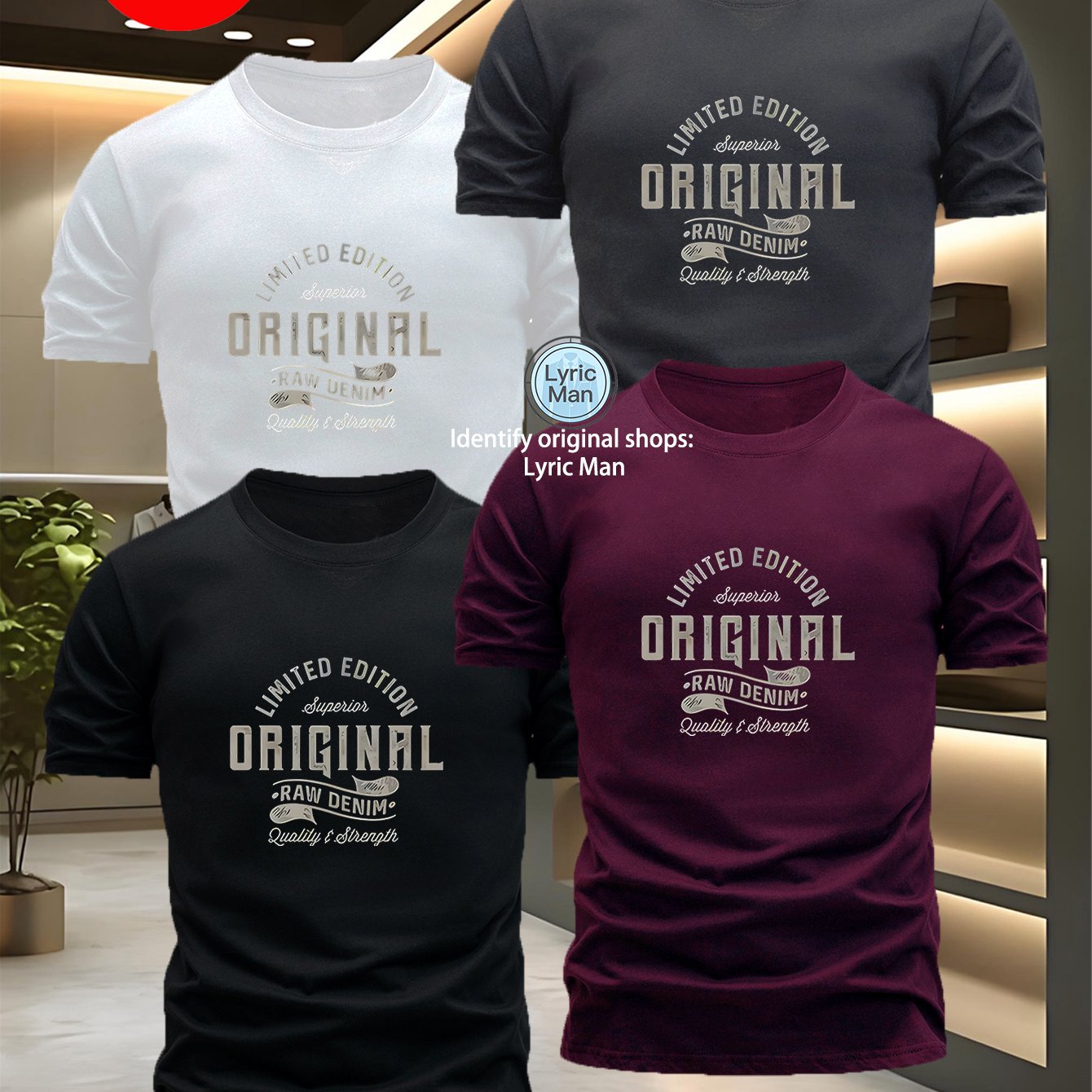 TEMU 4pcs Men's Short-sleeve T-shirts, Featuring A Simple Crew Neck Design. Is Printed With " Edition Superior Denim Quality & Strength" In ,