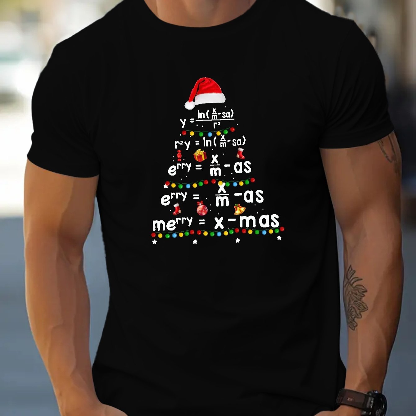 Math Christmas Tree Print Men's Short Sleeve T shirt Summer - Temu Canada