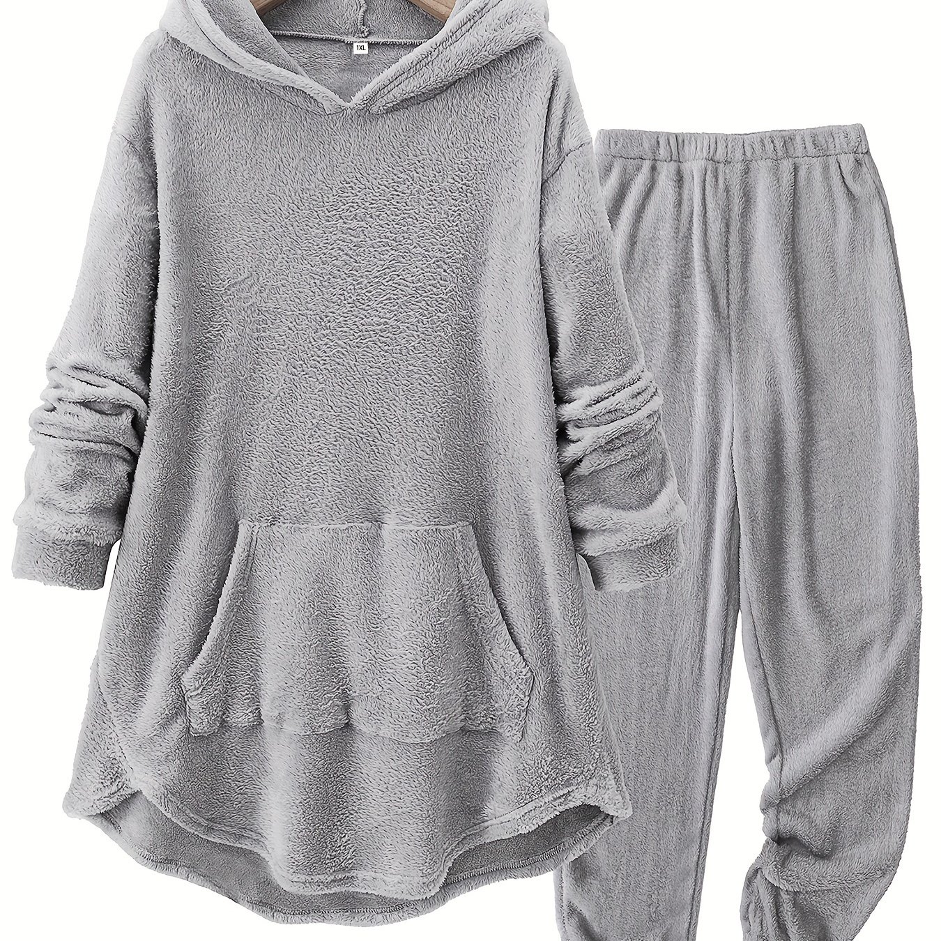 E-shop Plus Size - Plus Size - Plus Size Einfarbiges, dickes Fleece Loungewear Set für Herbst und Winter