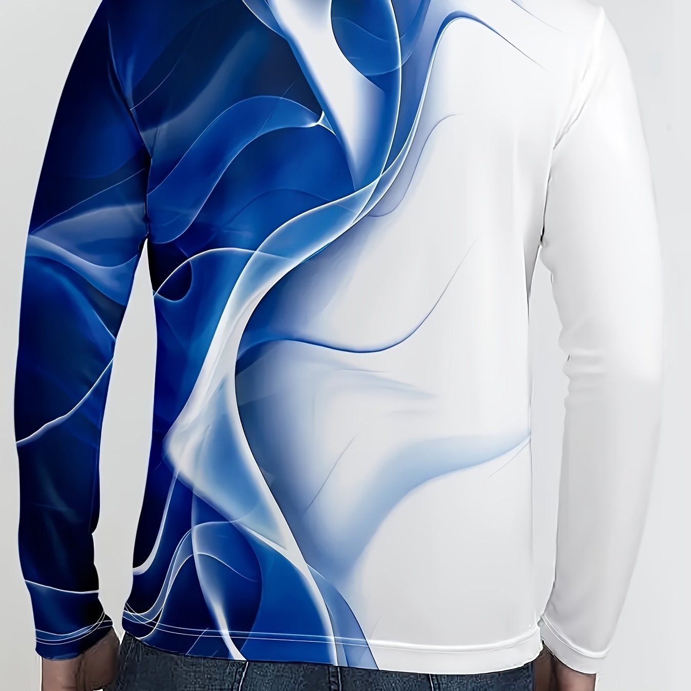 TEMU Men's Gradient Pattern Print Crew Neck Long Sleeve T-shirt, Casual Summer Tee, Suitable For Daily Wear And Resorts, Plus Size