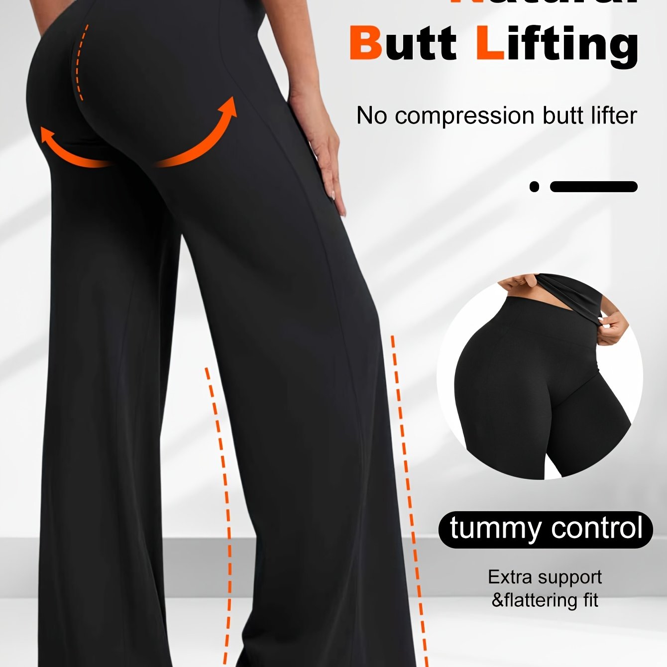 TEMU 1pc Women's Pants - Straight Design | High-waist Wide Fit, Casual Comfortable Wear, Solid Color, High-waist Elastic Tummy Control, Breathable