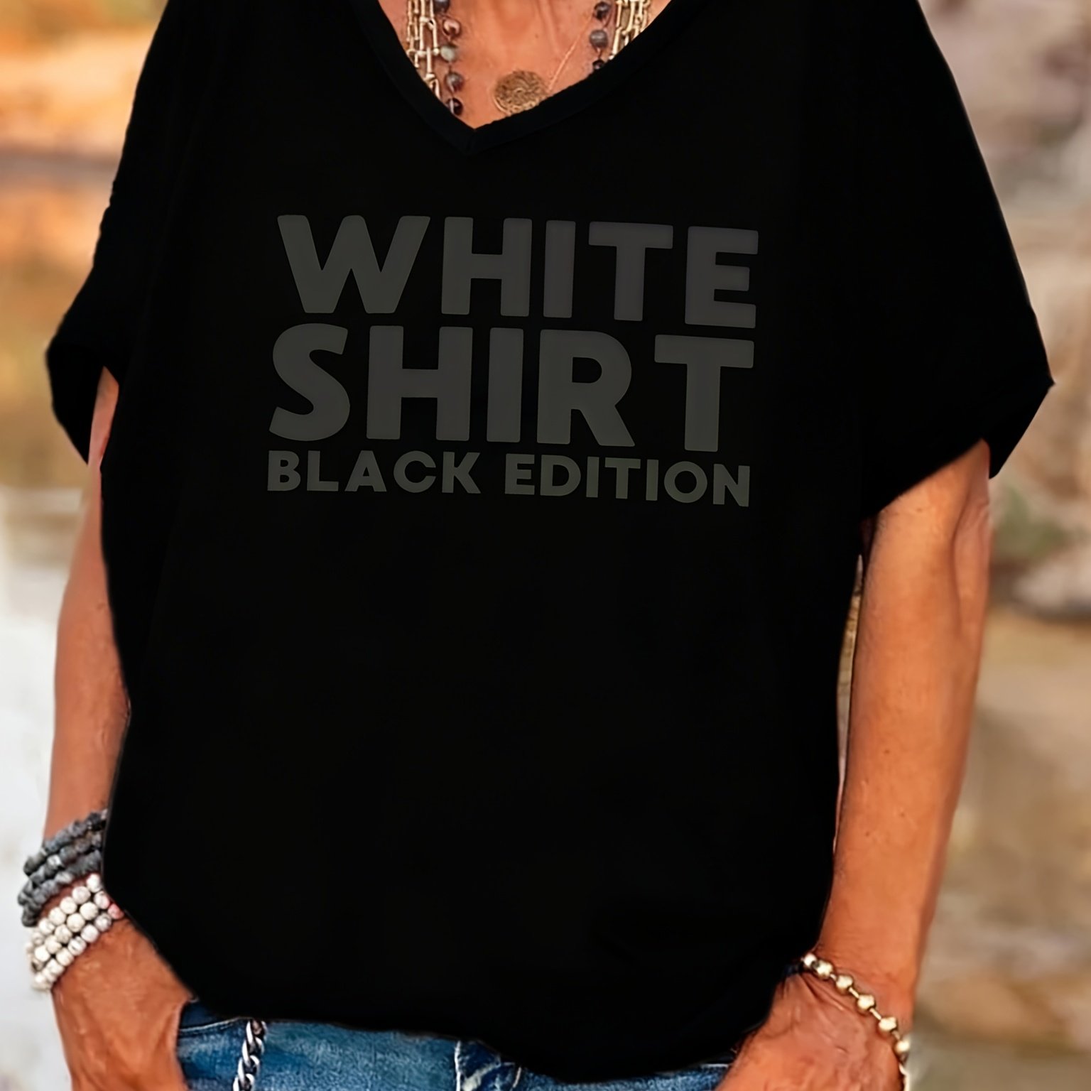 TEMU Plus Size - Casual Loose 's T-shirt Shirt Black Edition Graphic Print Summer Outfit Gift For Her