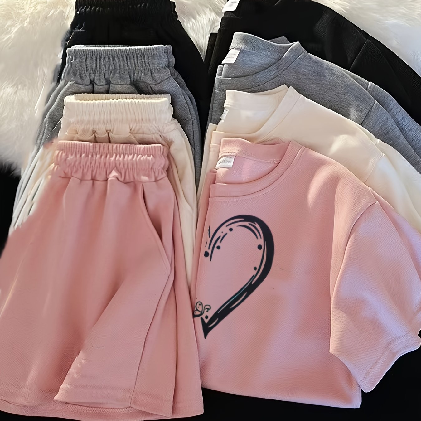 Image of Girls' Summer Outfit 2pcss Set, Summer Clothes And Shorts, Fashion Shorts Set 2pcss, For Outdoor