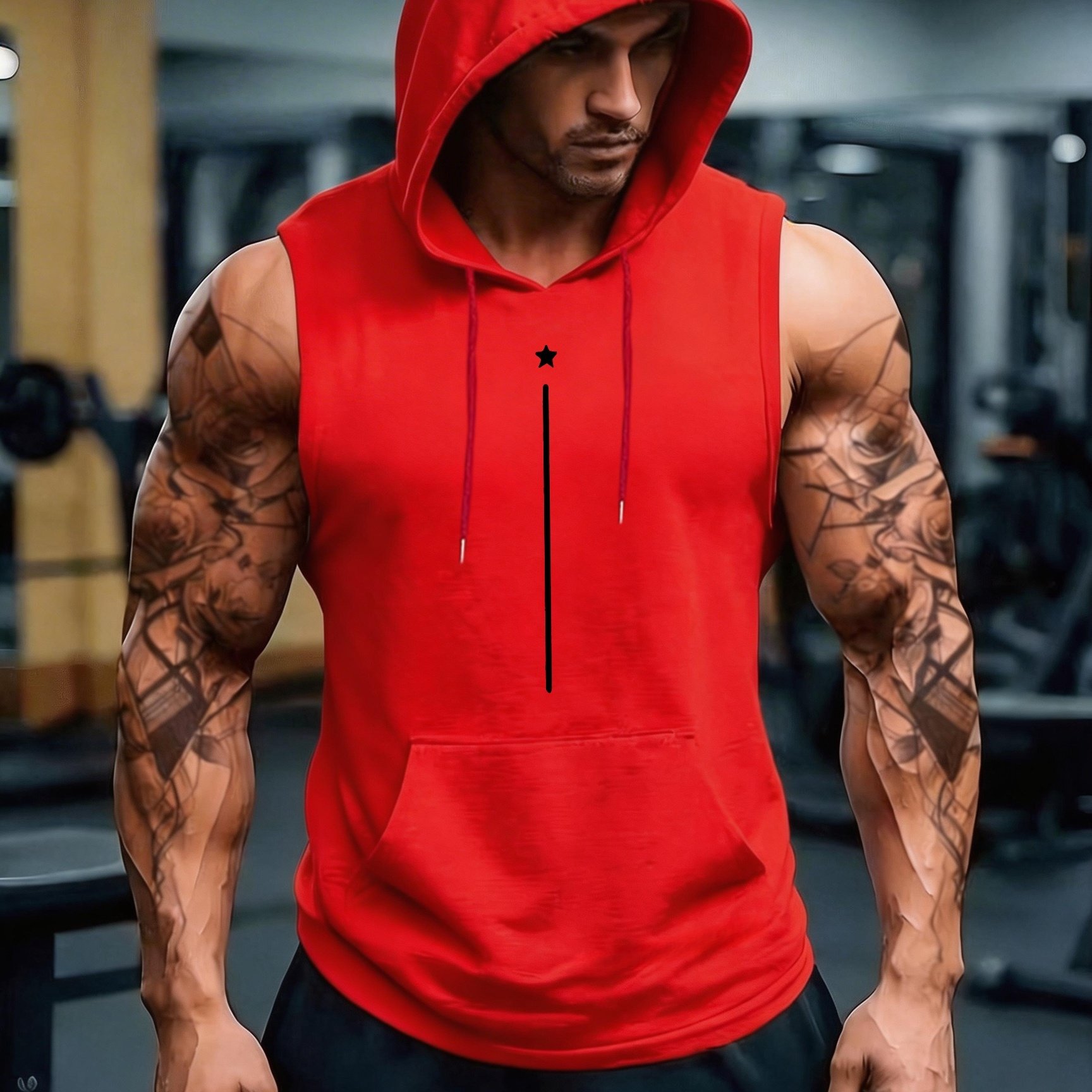 TEMU Fashion Outdoor Casual Summer Top Men's Athletic Hooded Sleeveless Vest Men Summer Trendy Print