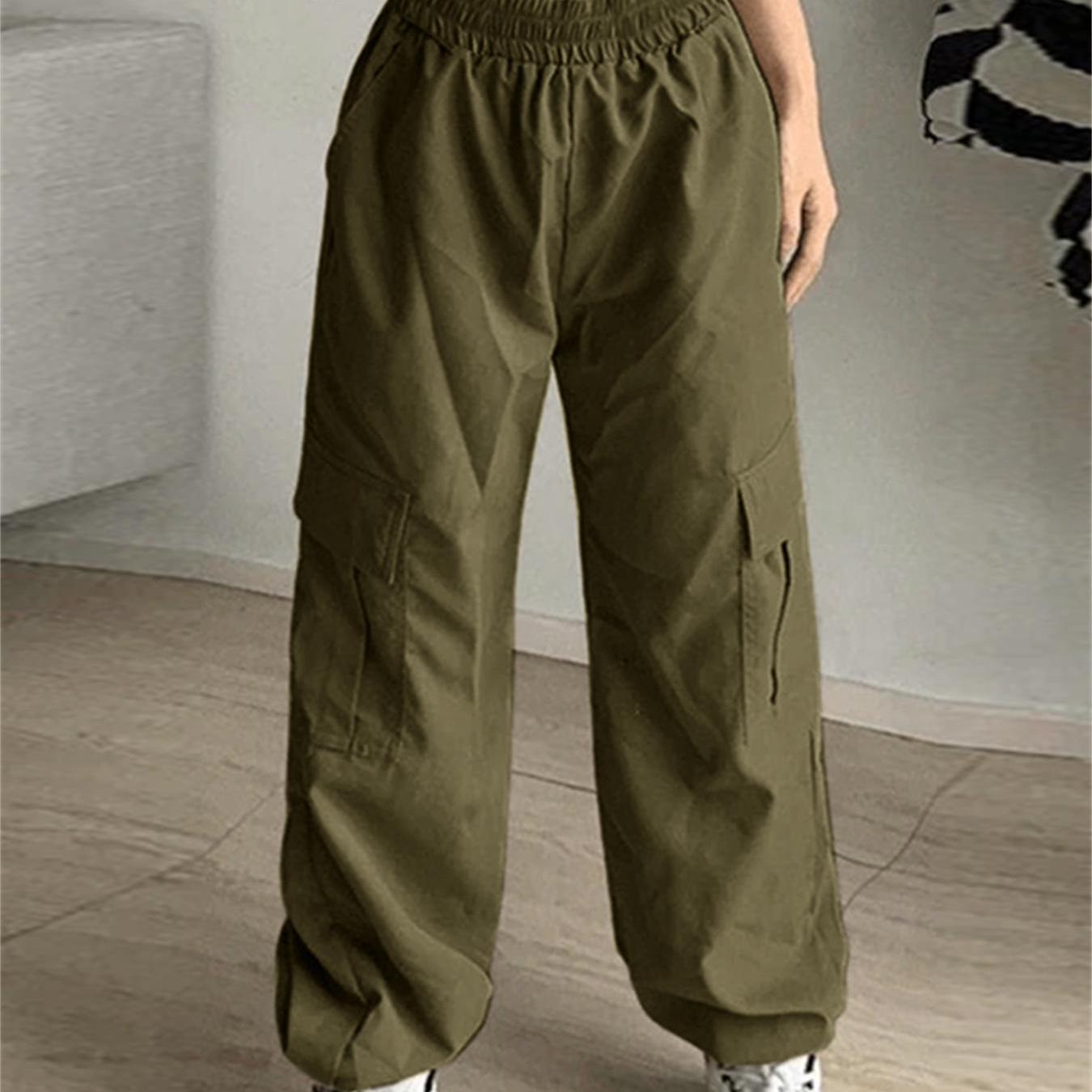 Girls Casual Cargo Jogger Pants High Waisted Cargo Pants - Temu Poland