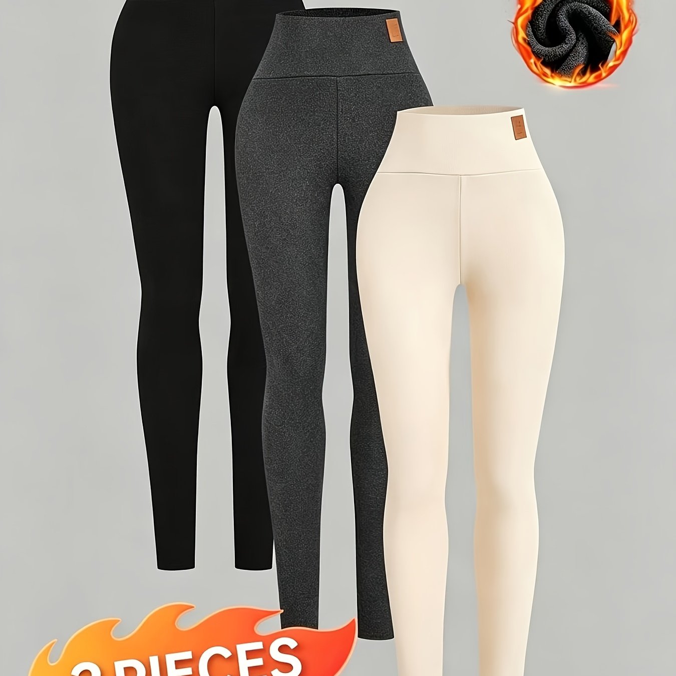 TEMU Confezione da 3 leggings a vita da donna, , contenitivi, ad elasticit�, invernali, delicati , resistenti al freddo, pantaloni a
