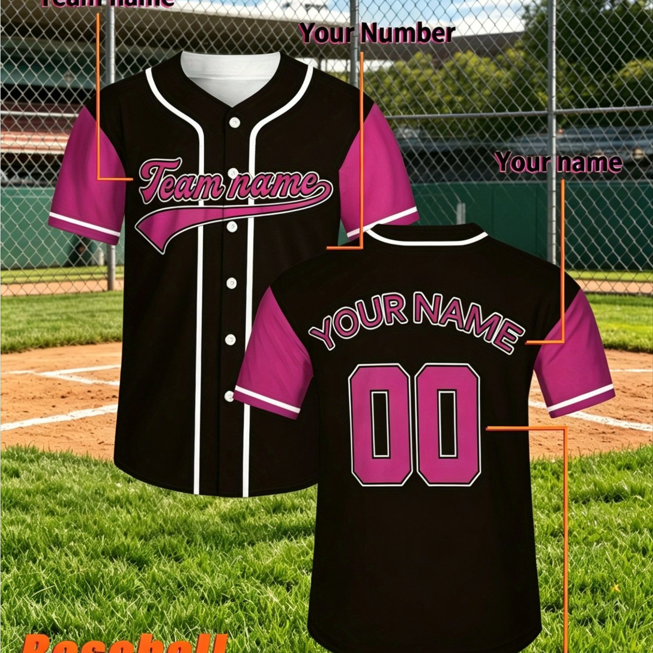 TEMU 1pc Women's Custom Baseball Jersey, Printable And Team Logo Shirt Uniform