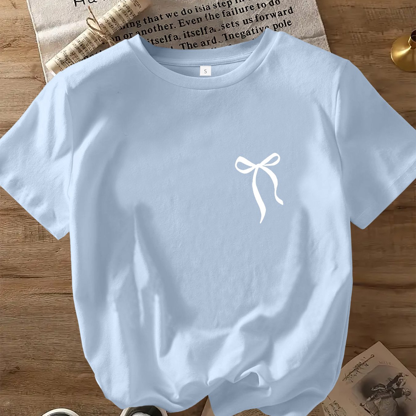 TEMU Graphic Print T-shirt, Short Sleeve Crew Neck Casual Top For Summer And Spring, Women's Clothing