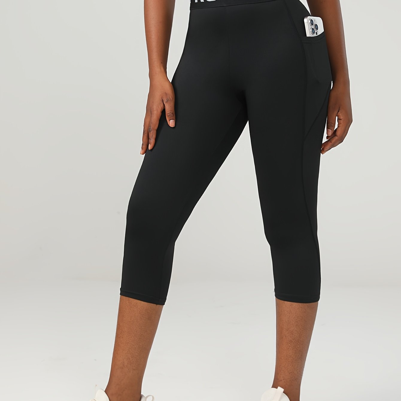 E-shop Damens High-Waisted 7/8 Leggings mit elastischem Bund & Seitentaschen – Hochelastische Yoga-Laufhosen, Zufälliges Druckdesign, Maschinenwaschbar