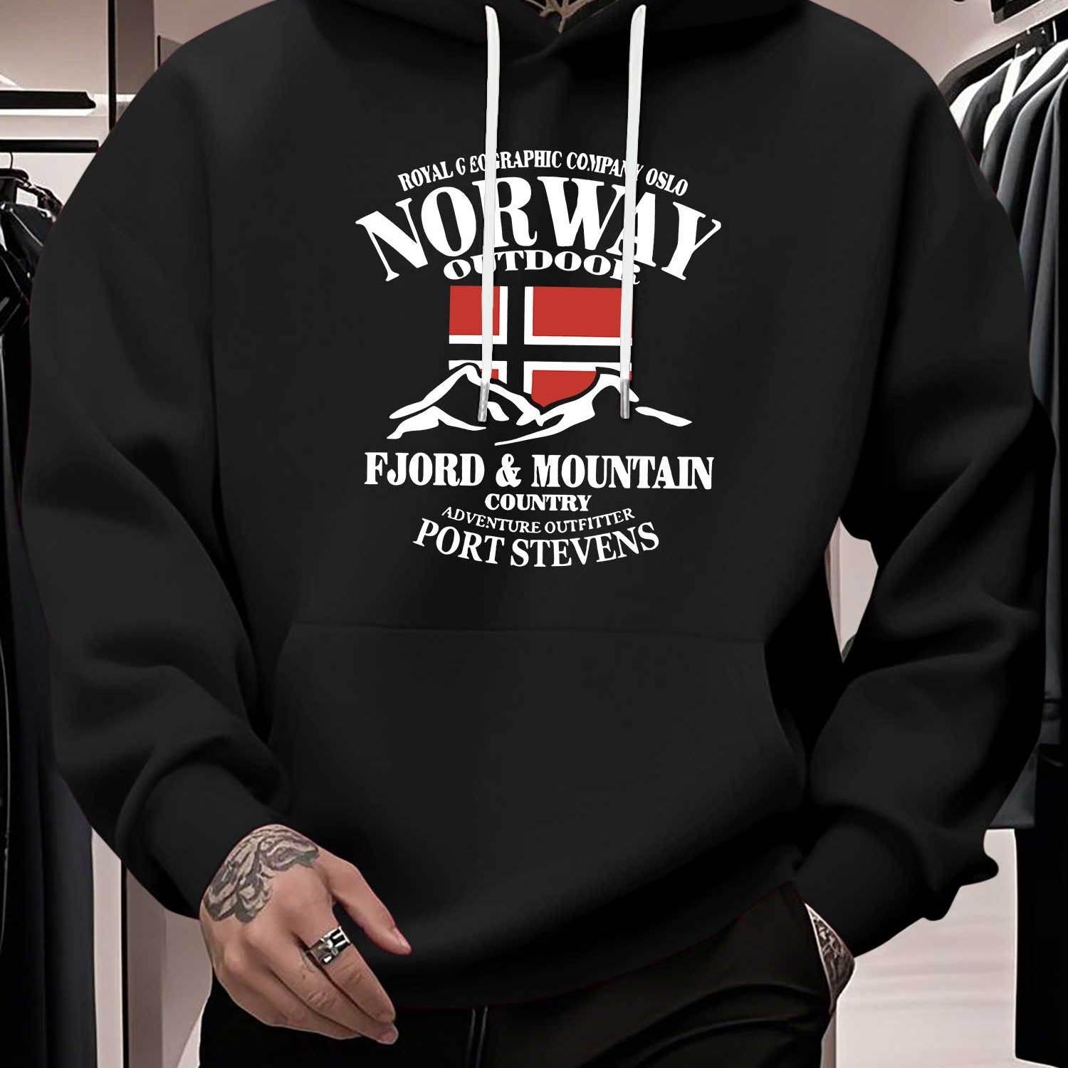TEMU Large Size Clothing - Large Size Men's Letter Printed Hooded Long Sleeve Sweatshirt, Men's Versatile Casual Hoodie, Drawstring, Comfortable Long