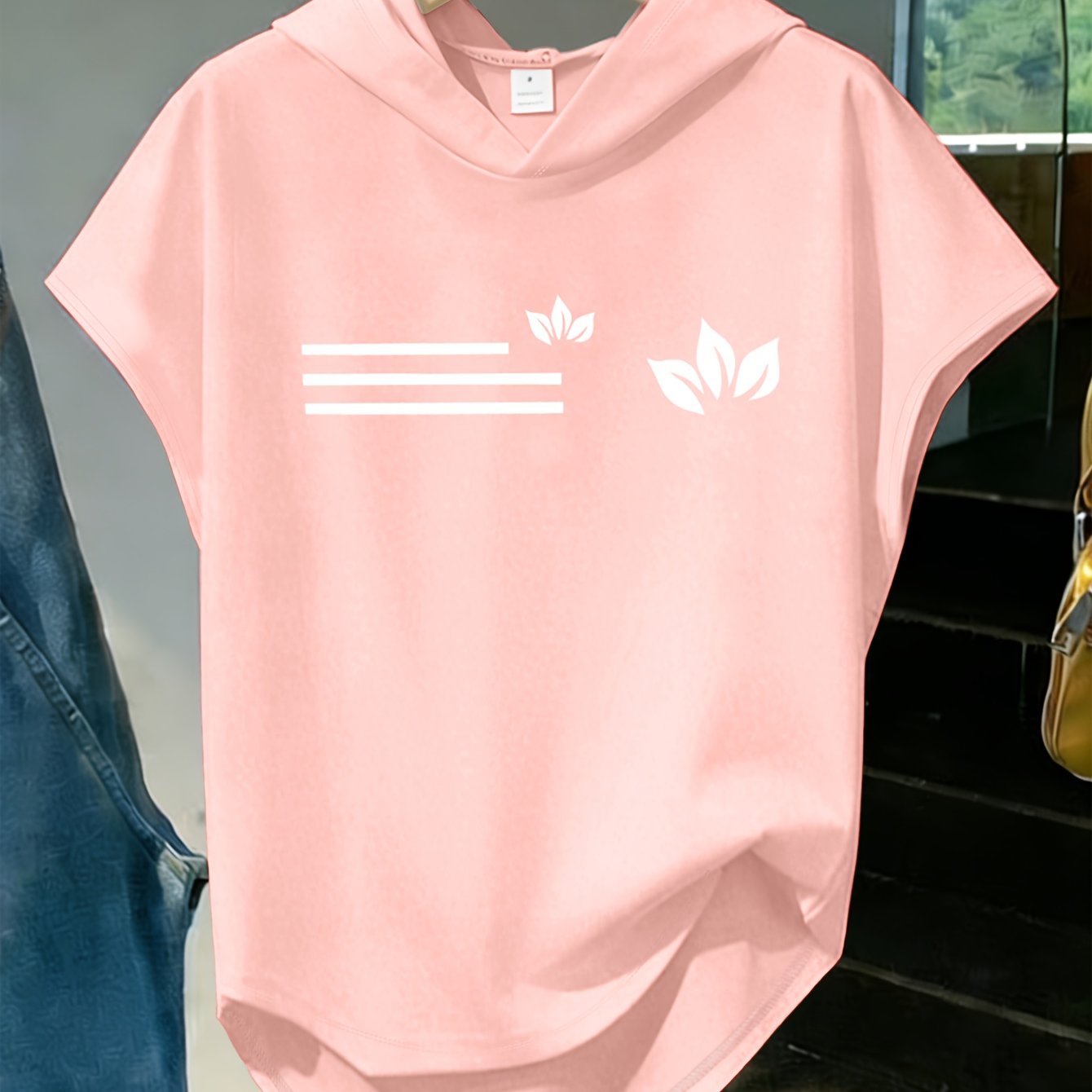 E-shop 1 Stück Damen Y2K Kapuzen-Kurzarm-T-Shirt – Weiches, lockeres Blusen-Oberteil mit Kapuze, maschinenwaschbar, geeignet für Fitness, Casual &