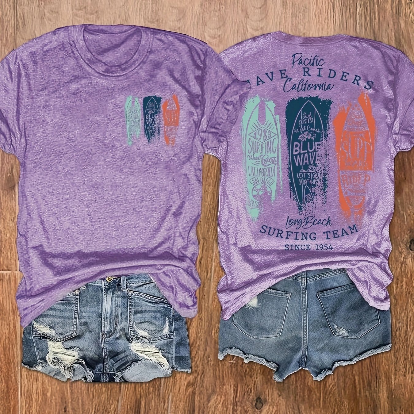 TEMU Graphic Print T-shirt, Short Sleeve Crew Neck Casual Top For Summer & Spring, Women's Clothing